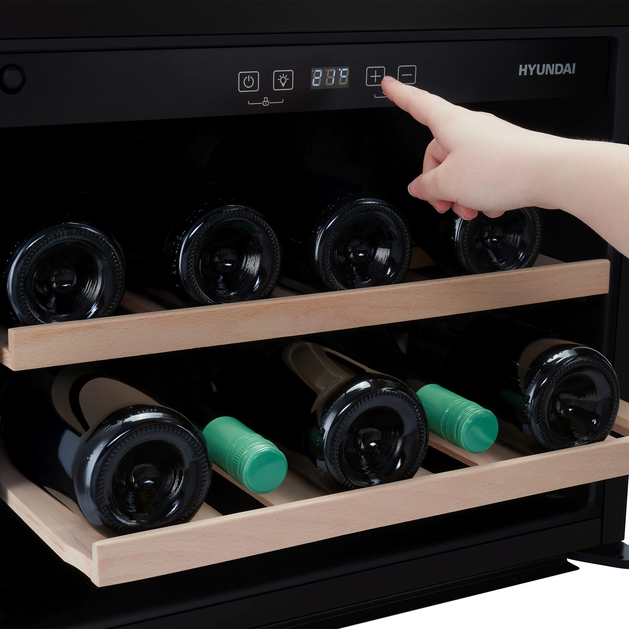 Винный шкаф Hyundai HBWC 0461 SCT 1-нокамерн. черный — миниатюра 7