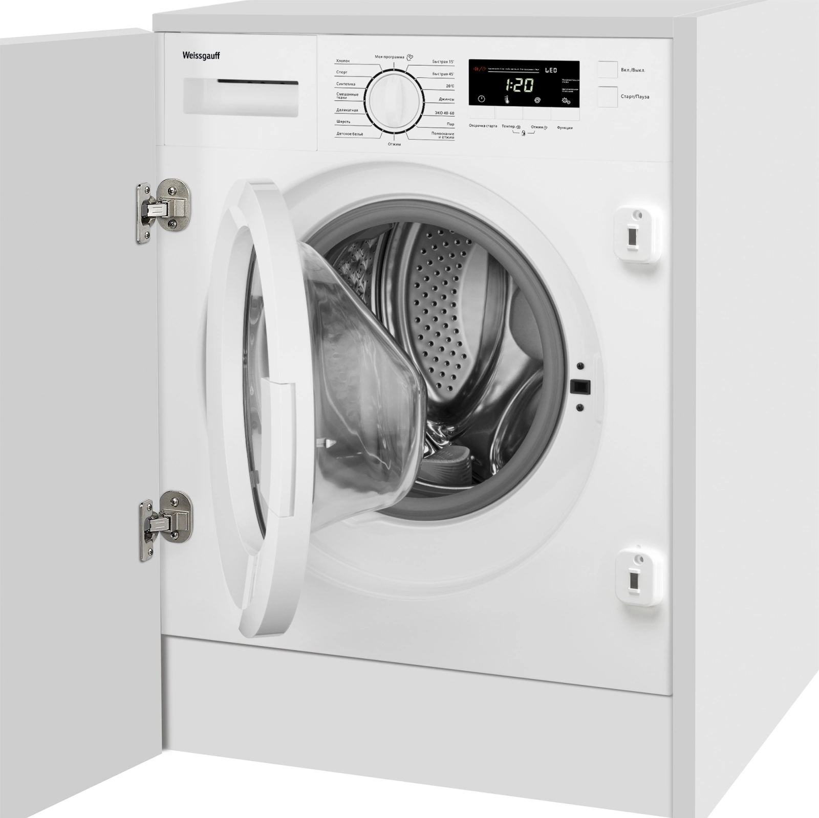 Стиральная машина Weissgauff WMI 6147 Inverter Steam класс:A+++ загрузка до 7кг отжим:1400об/мин белый инвертер — миниатюра 2