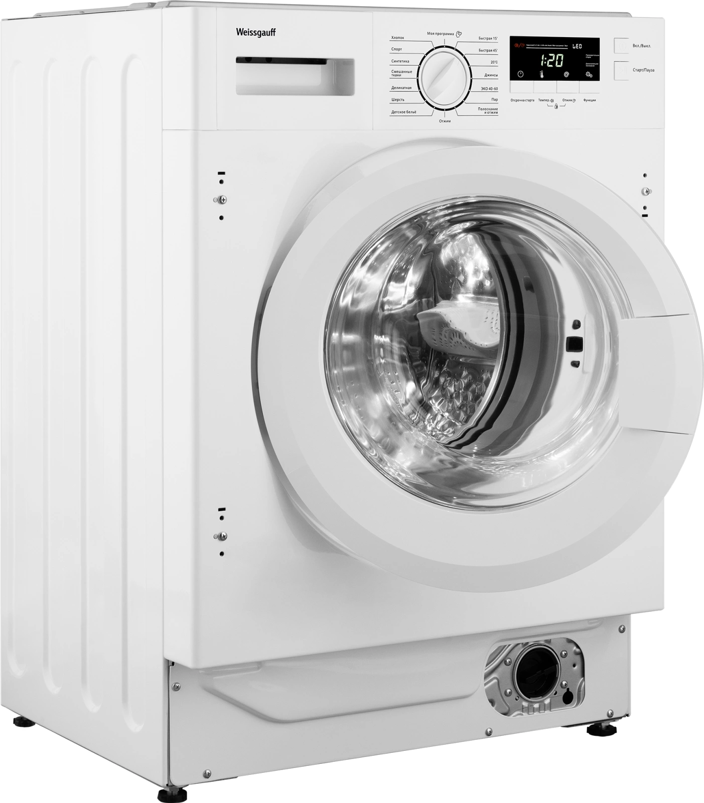 Стиральная машина Weissgauff WMI 6147 Inverter Steam класс:A+++ загрузка до 7кг отжим:1400об/мин белый инвертер — миниатюра 5
