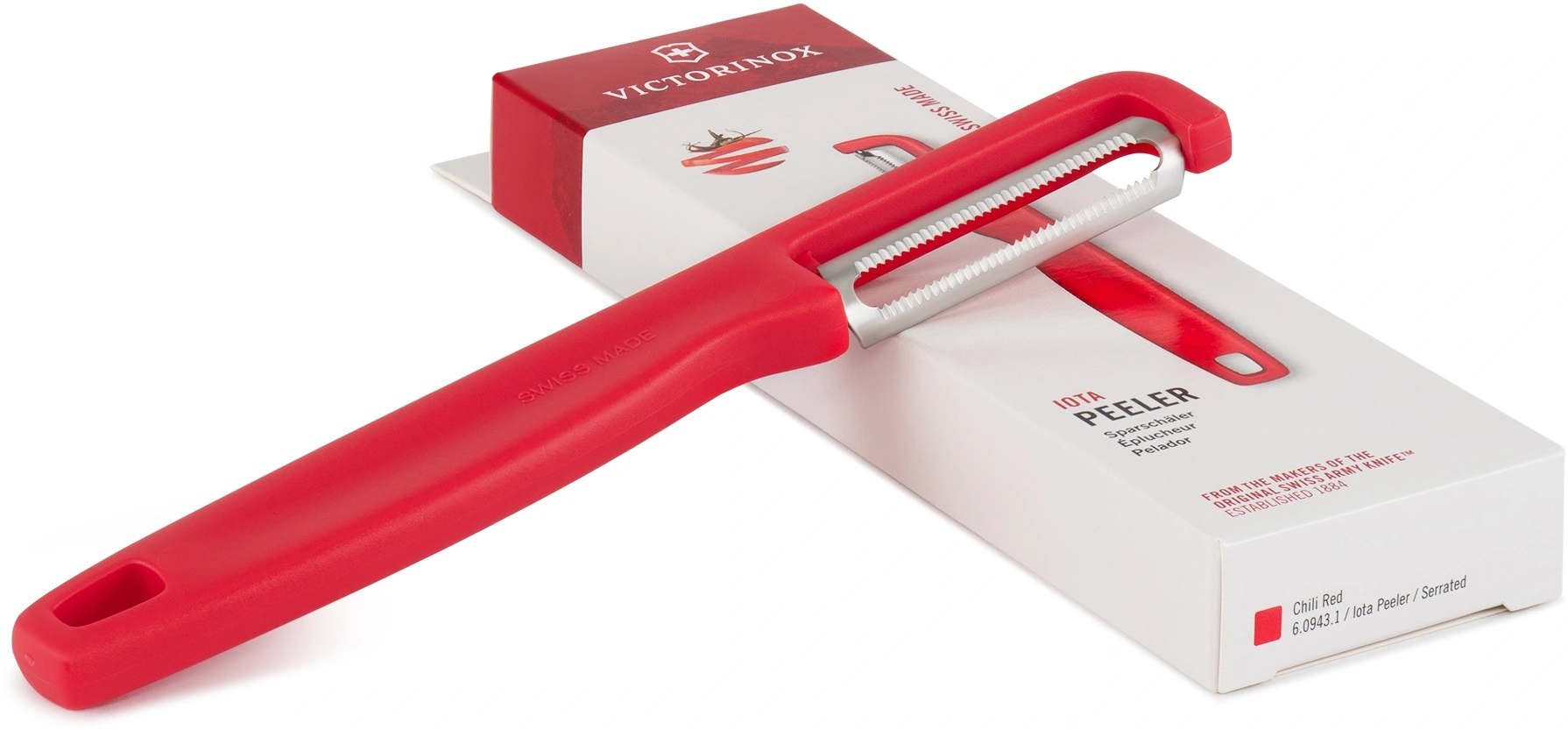 Овощечистка Victorinox Iotaс лезвием двухсторон. красный упак.:европодвес (6.0943.1) — миниатюра 5