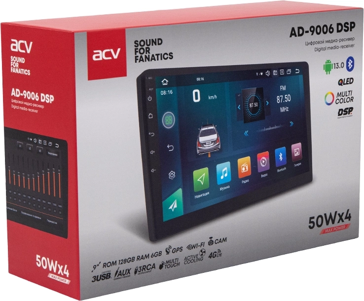 Автомагнитола ACV AD-9006DSP 2DIN 4x50Вт v5.0 AUX 6144Mb DSP Android 13 9" WiFi 3G/4G 3 (43122) — миниатюра 8