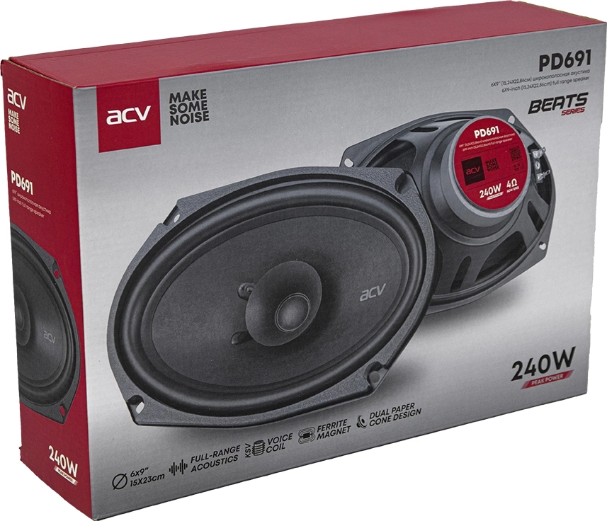 Колонки автомобильные ACV PD-691 BEATS (без решетки) 240Вт 91дБ 4Ом 16x23см (6x9дюйм) (ком.:2кол.) коаксиальные однополосные — миниатюра 7