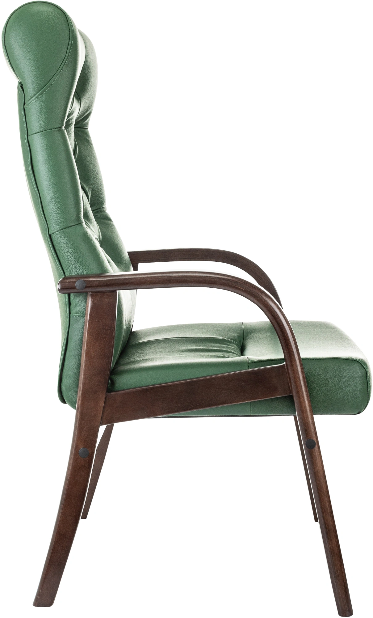 Кресло Бюрократ T-9928WALNUT-CF зеленый кожа на ножках дерево — миниатюра 4