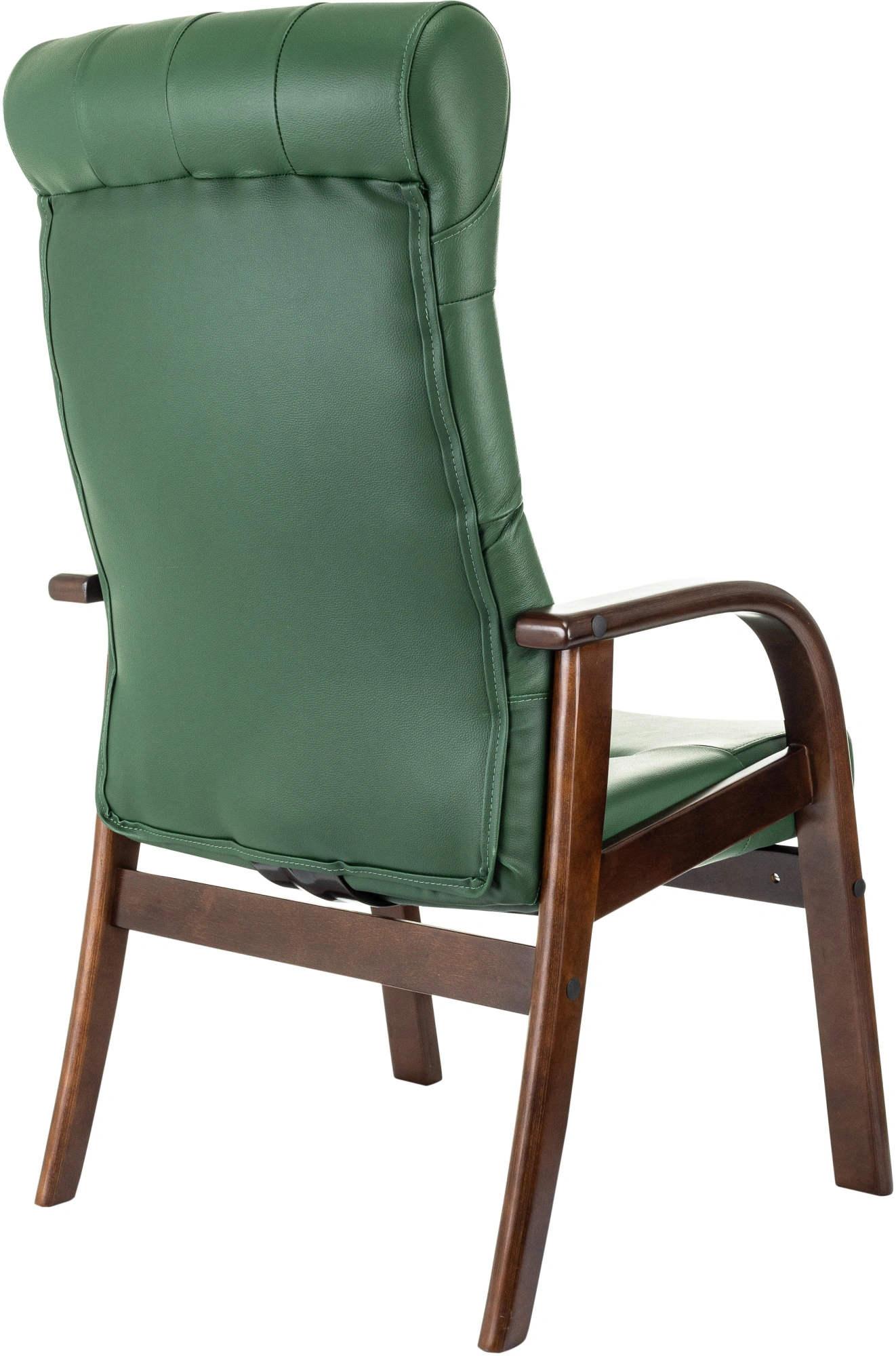 Кресло Бюрократ T-9928WALNUT-CF зеленый кожа на ножках дерево — миниатюра 5