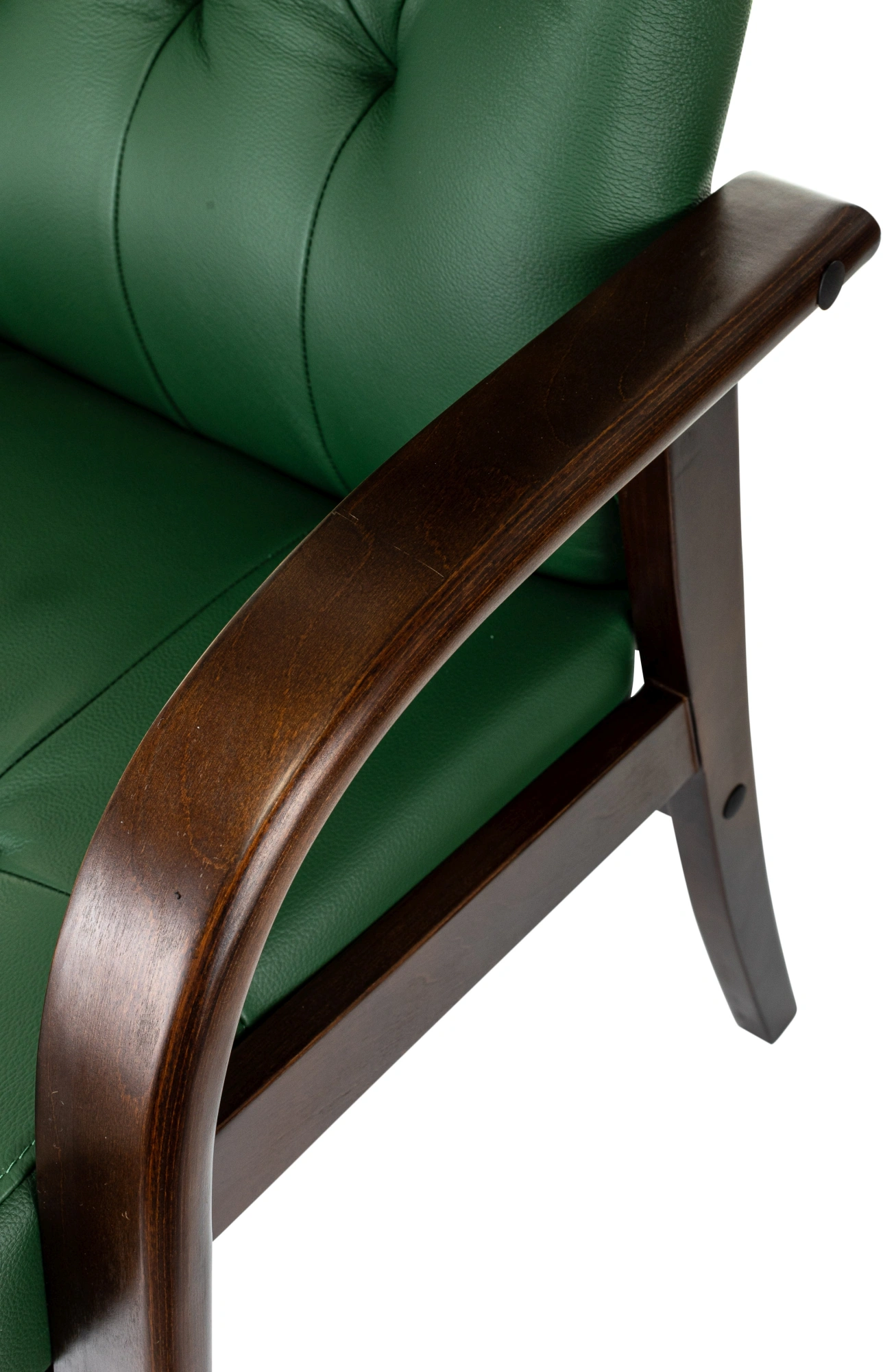 Кресло Бюрократ T-9928WALNUT-CF зеленый кожа на ножках дерево — миниатюра 6