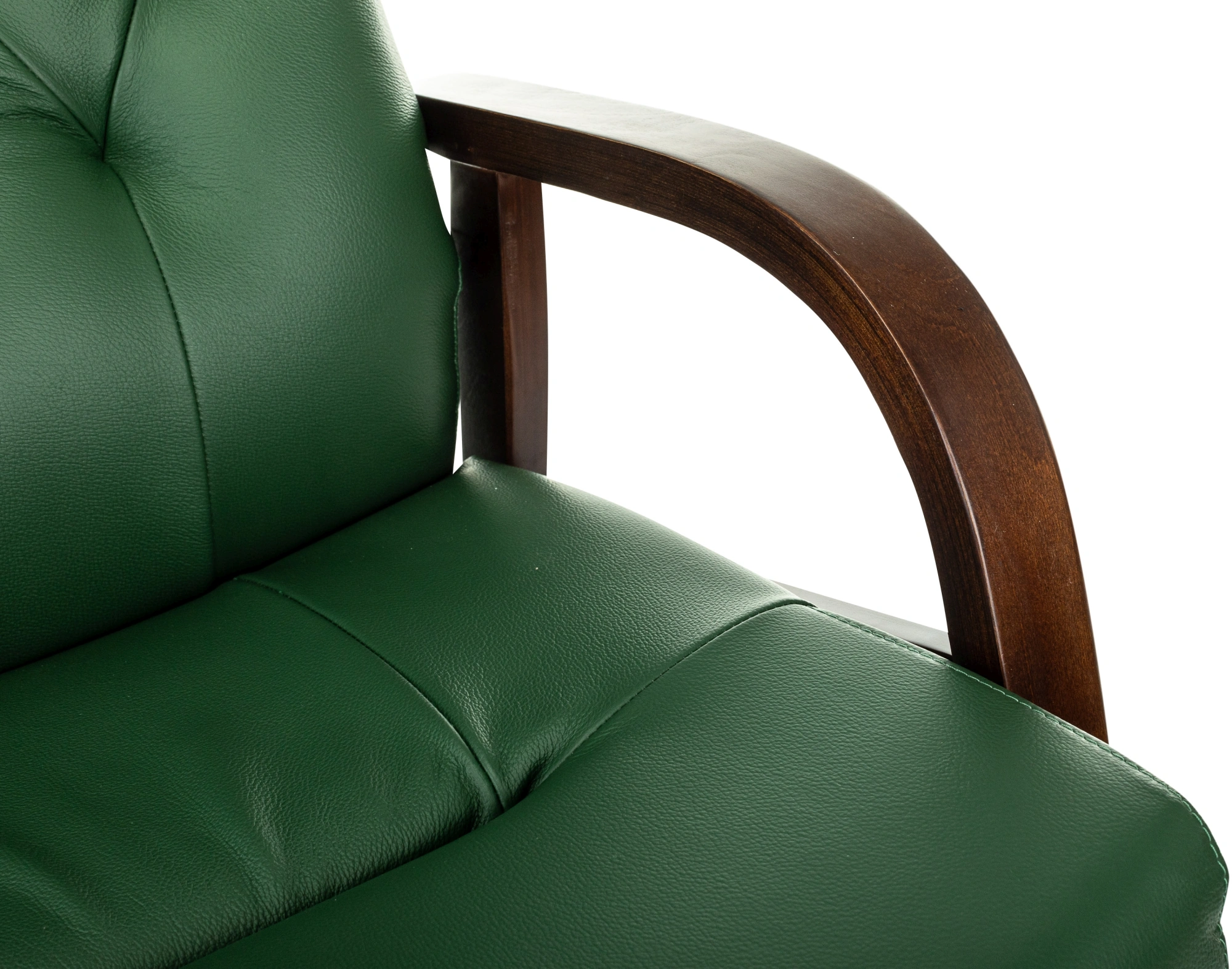 Кресло Бюрократ T-9928WALNUT-CF зеленый кожа на ножках дерево — миниатюра 9