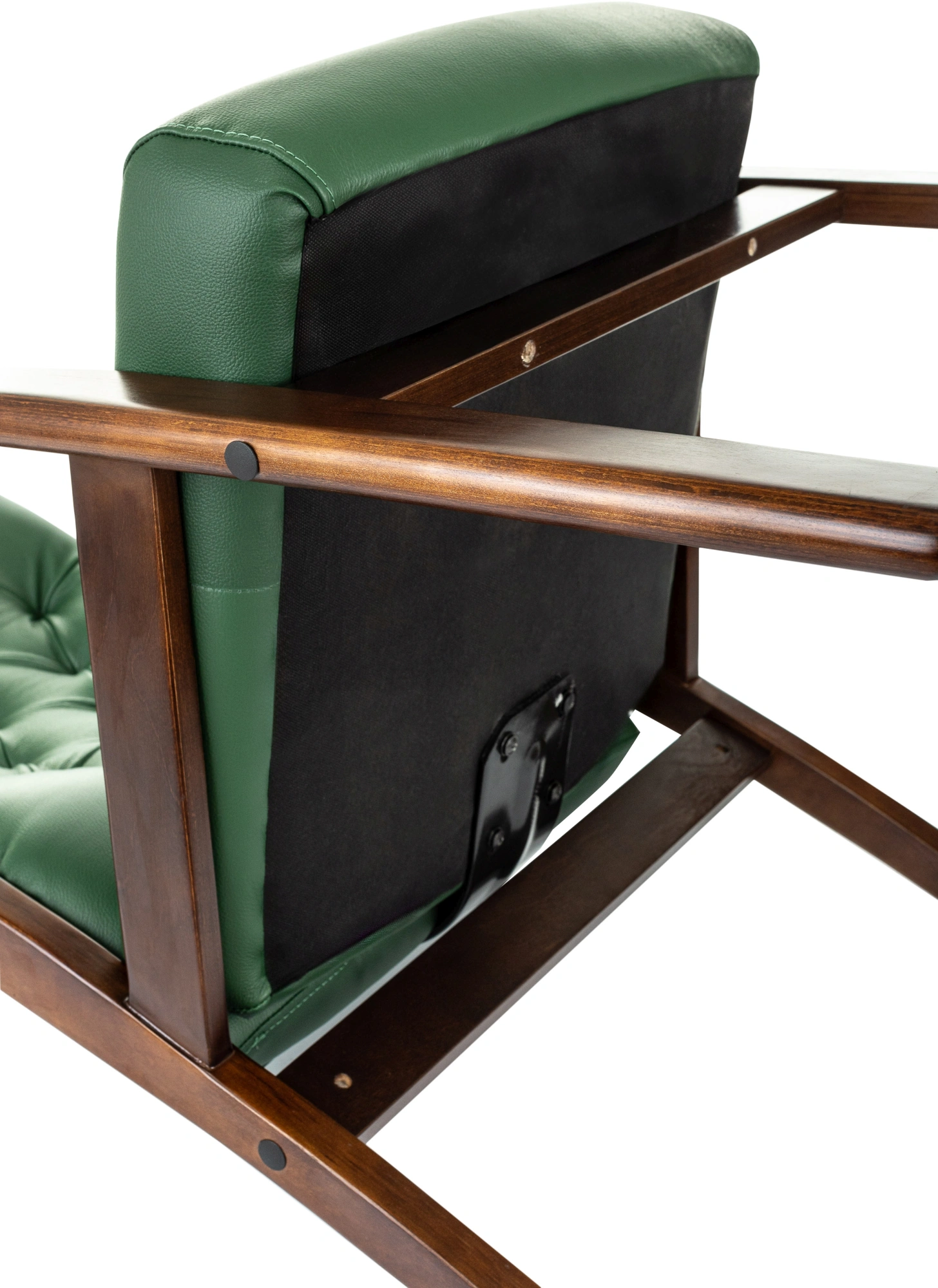 Кресло Бюрократ T-9928WALNUT-CF зеленый кожа на ножках дерево — миниатюра 11