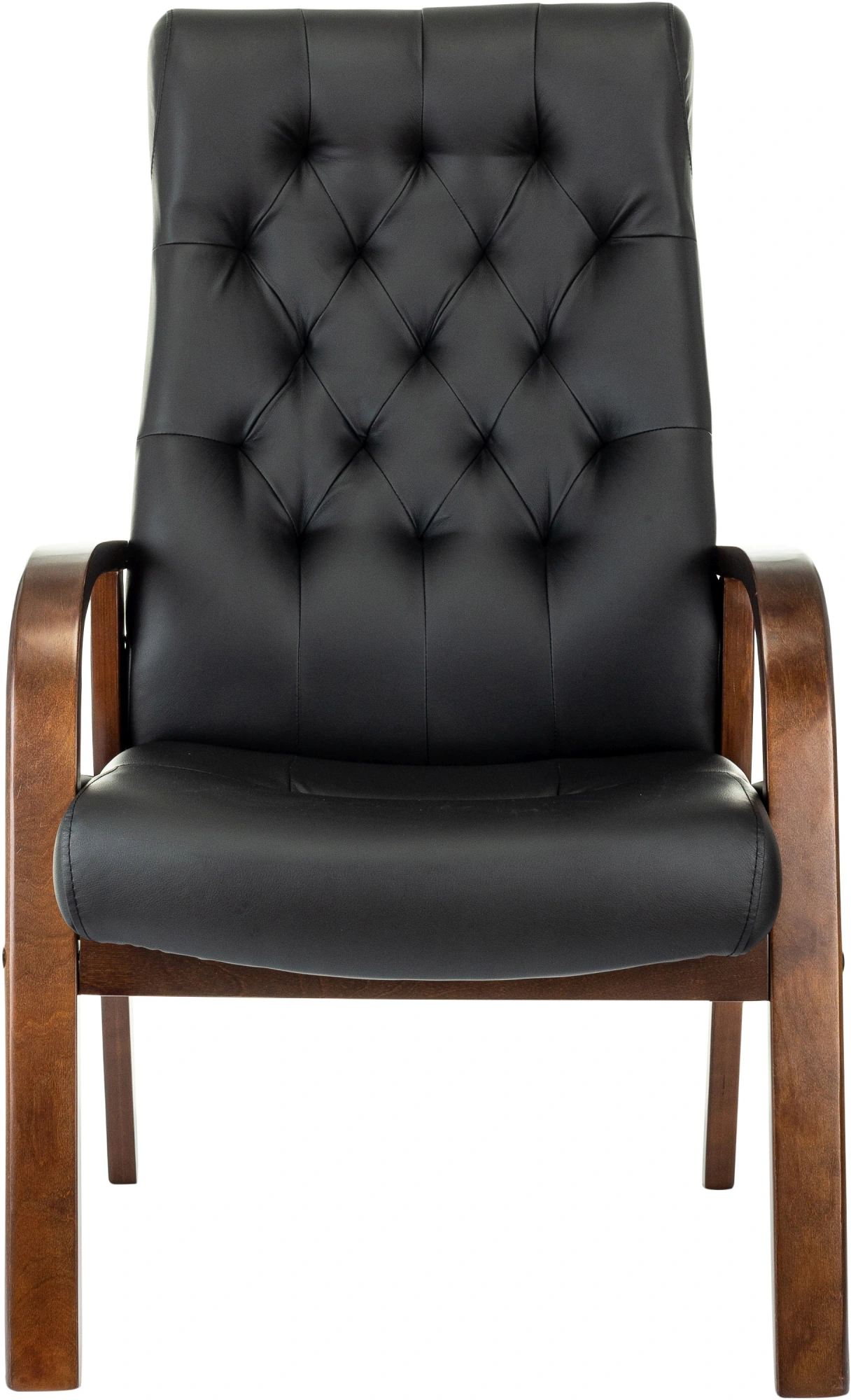 Кресло Бюрократ T-9928WALNUT-CF черный кожа на ножках дерево — миниатюра 2
