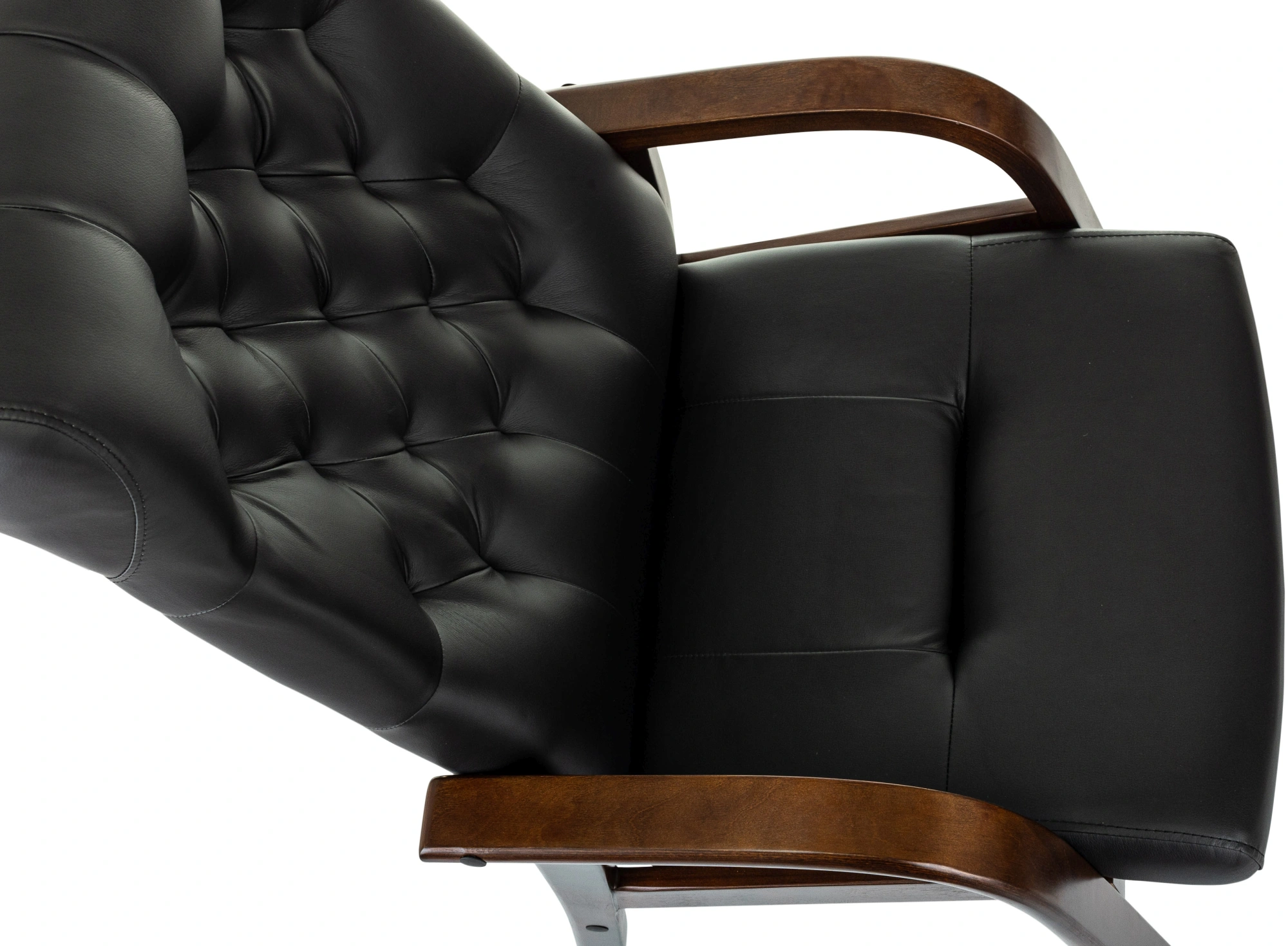 Кресло Бюрократ T-9928WALNUT-CF черный кожа на ножках дерево — миниатюра 10