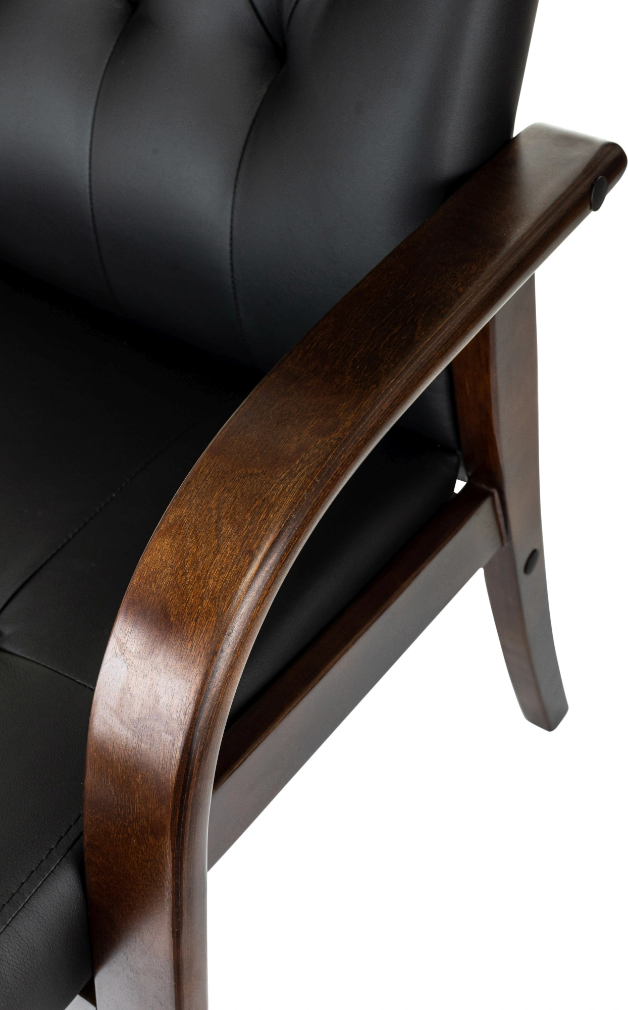 Кресло Бюрократ T-9928WALNUT-CF черный кожа на ножках дерево — миниатюра 6