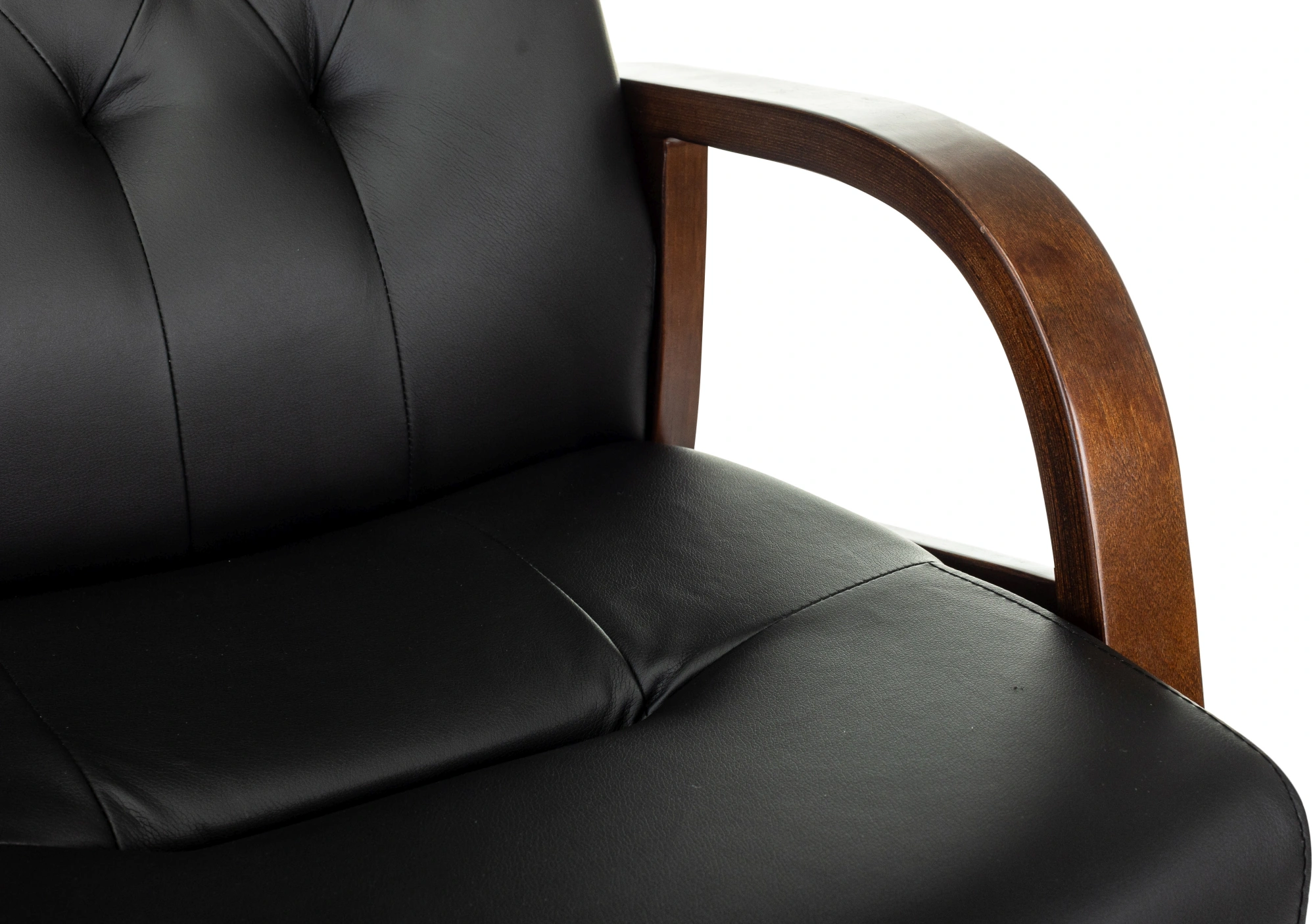 Кресло Бюрократ T-9928WALNUT-CF черный кожа на ножках дерево — миниатюра 9