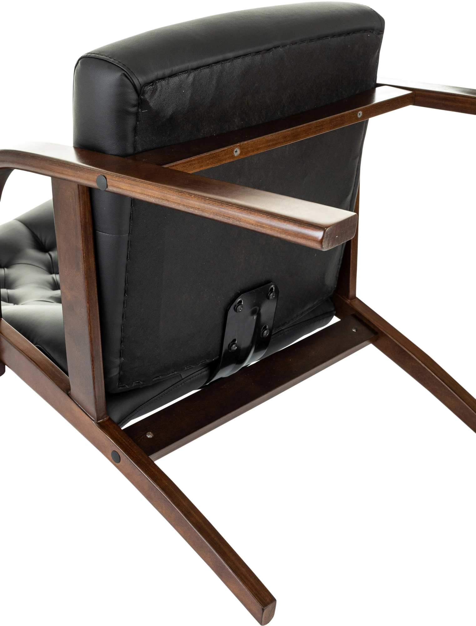 Кресло Бюрократ T-9928WALNUT-CF черный кожа на ножках дерево — миниатюра 11