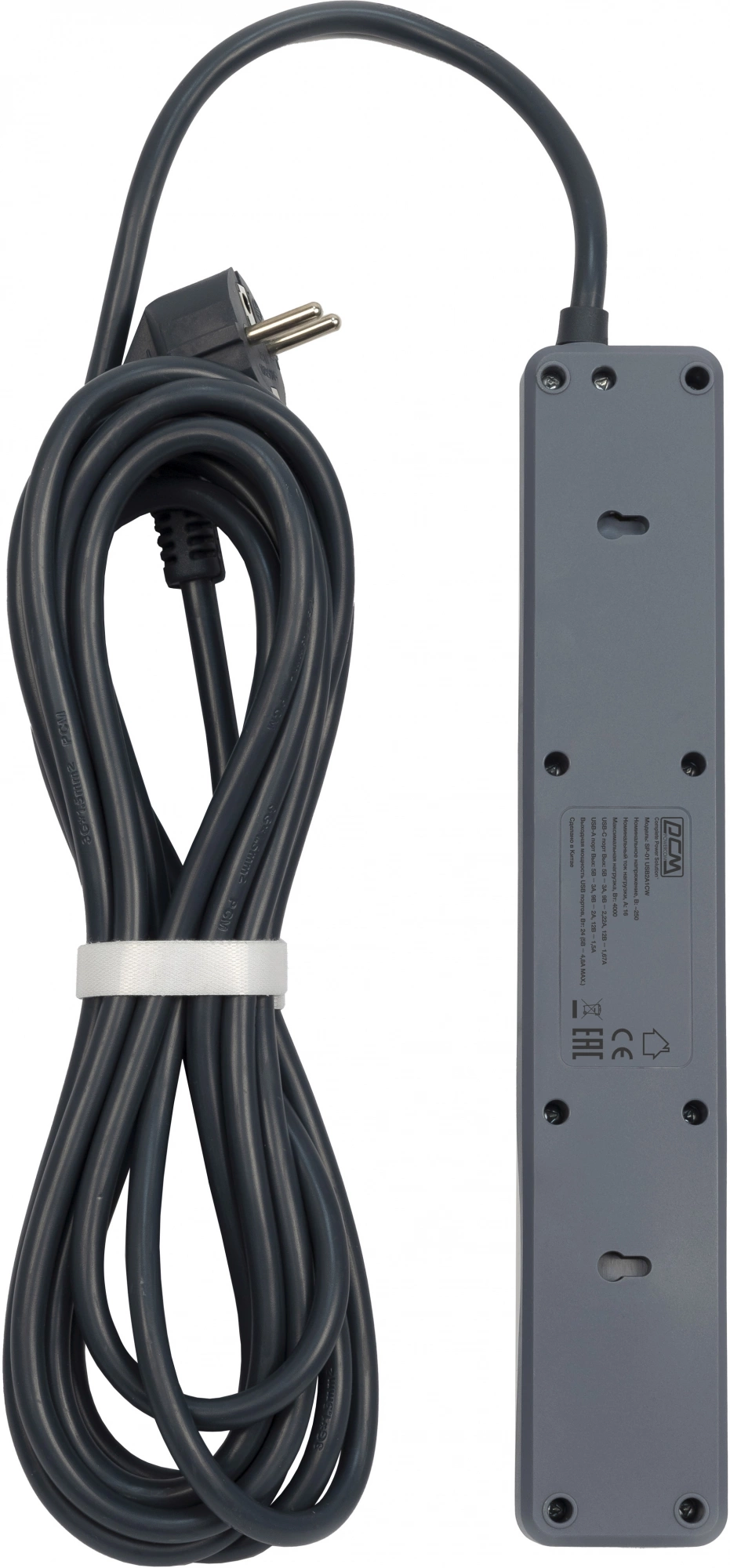 Сетевой фильтр Powercom SP-01 USB2A1CW 3,0М 3.0м (4 розетки) белый/серый (коробка) — миниатюра 2