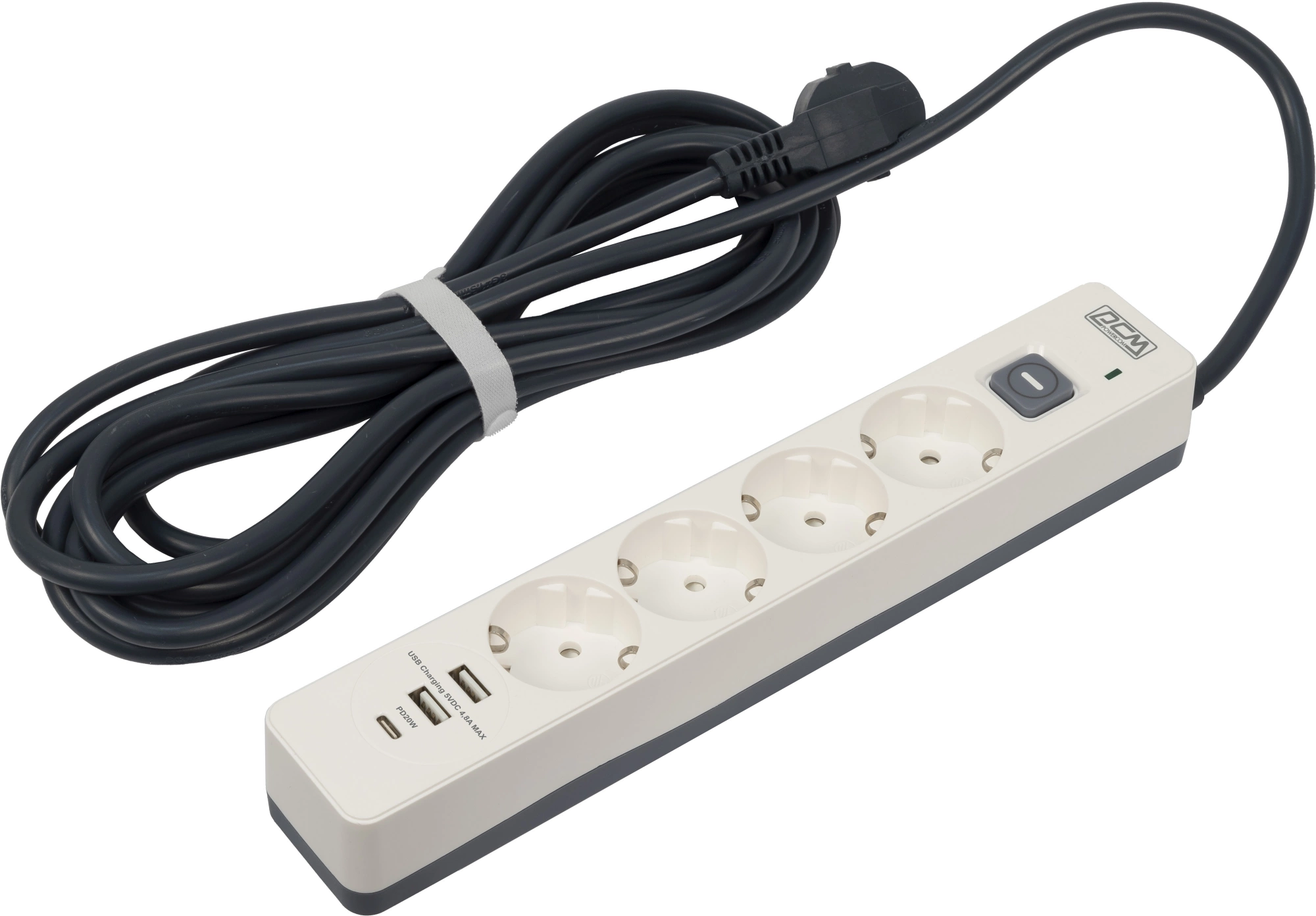 Сетевой фильтр Powercom SP-01 USB2A1CW 3,0М 3.0м (4 розетки) белый/серый (коробка) — миниатюра 4