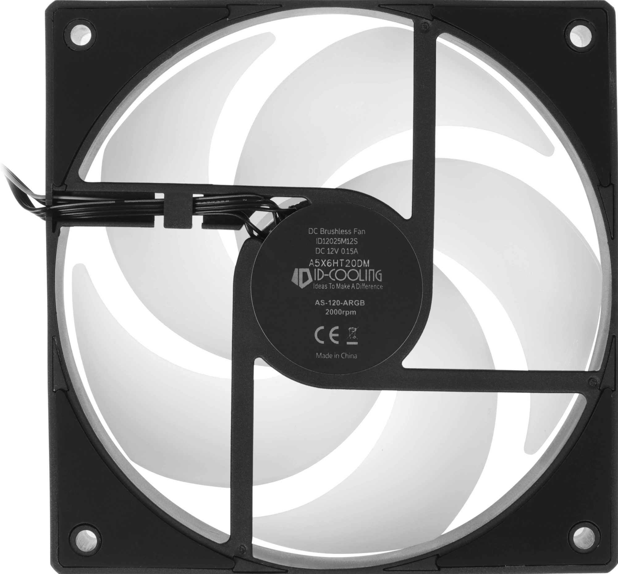 Вентилятор для корпуса ID-Cooling AS-120-К ARGB 120х120x25 черный 4-pin 27.2дБ (AS-120-ARGB-K) Ret — миниатюра 7