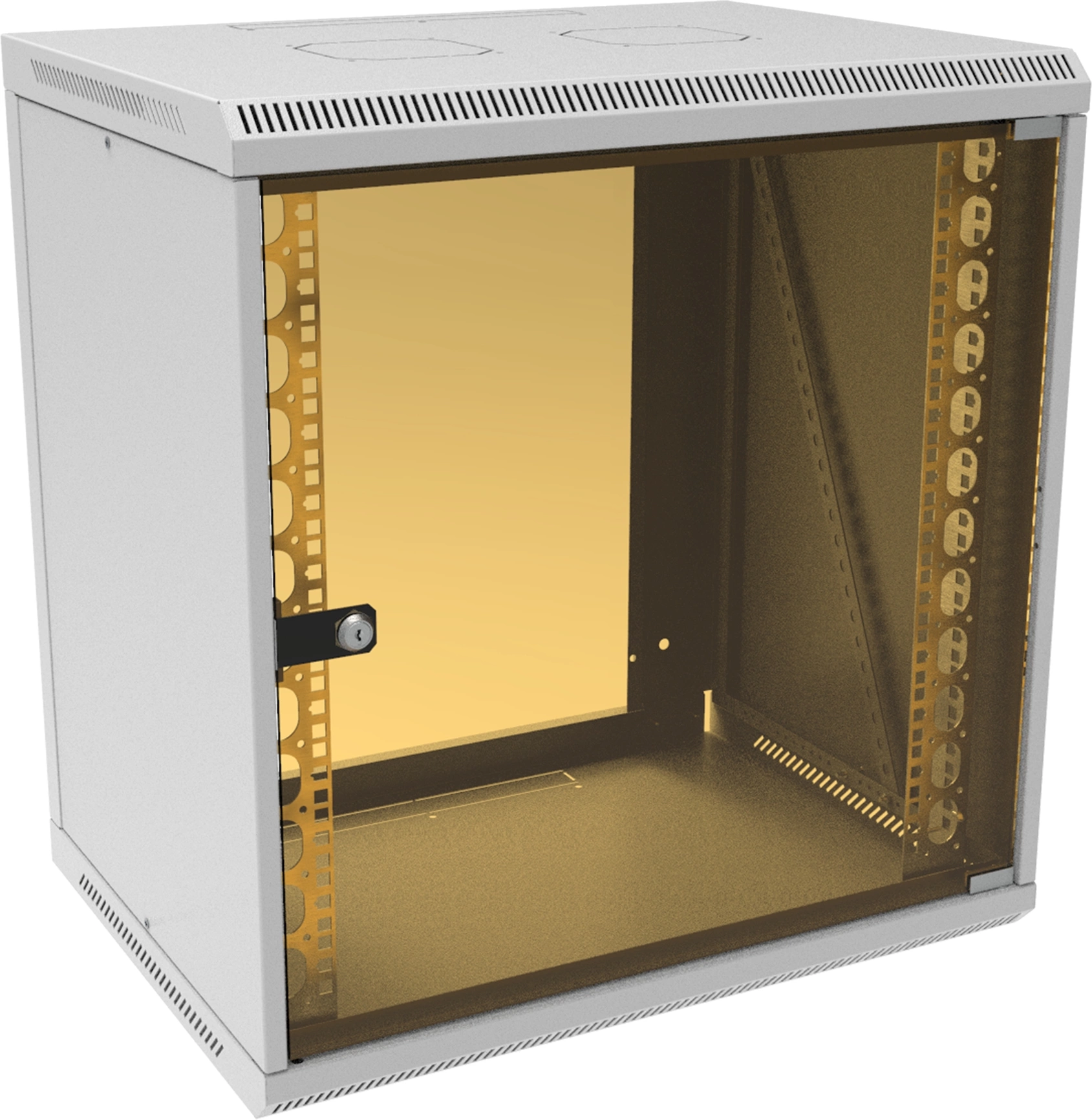 Шкаф коммутационный Suprlan (05-1203) настенный 12U 600x450мм пер.дв.стекл направл.под закл.гайки 70кг светло-серый 385мм 21.94кг 620мм металл