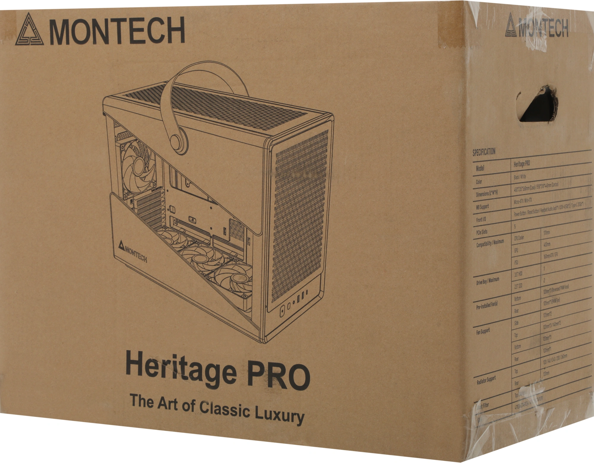 Корпус Montech Heritage PRO (W) белый без БП mATX 5x120mm 2x140mm 2xUSB3.0 audio bott PSU — миниатюра 10