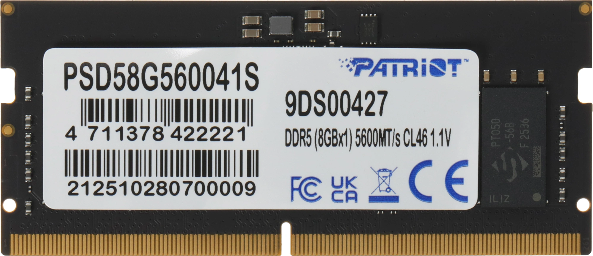 Память DDR5 8GB 5600MHz Patriot PSD58G560041S Signature Line RTL PC5-44800 CL46 SO-DIMM 262-pin 1.1В single rank Ret — миниатюра 3