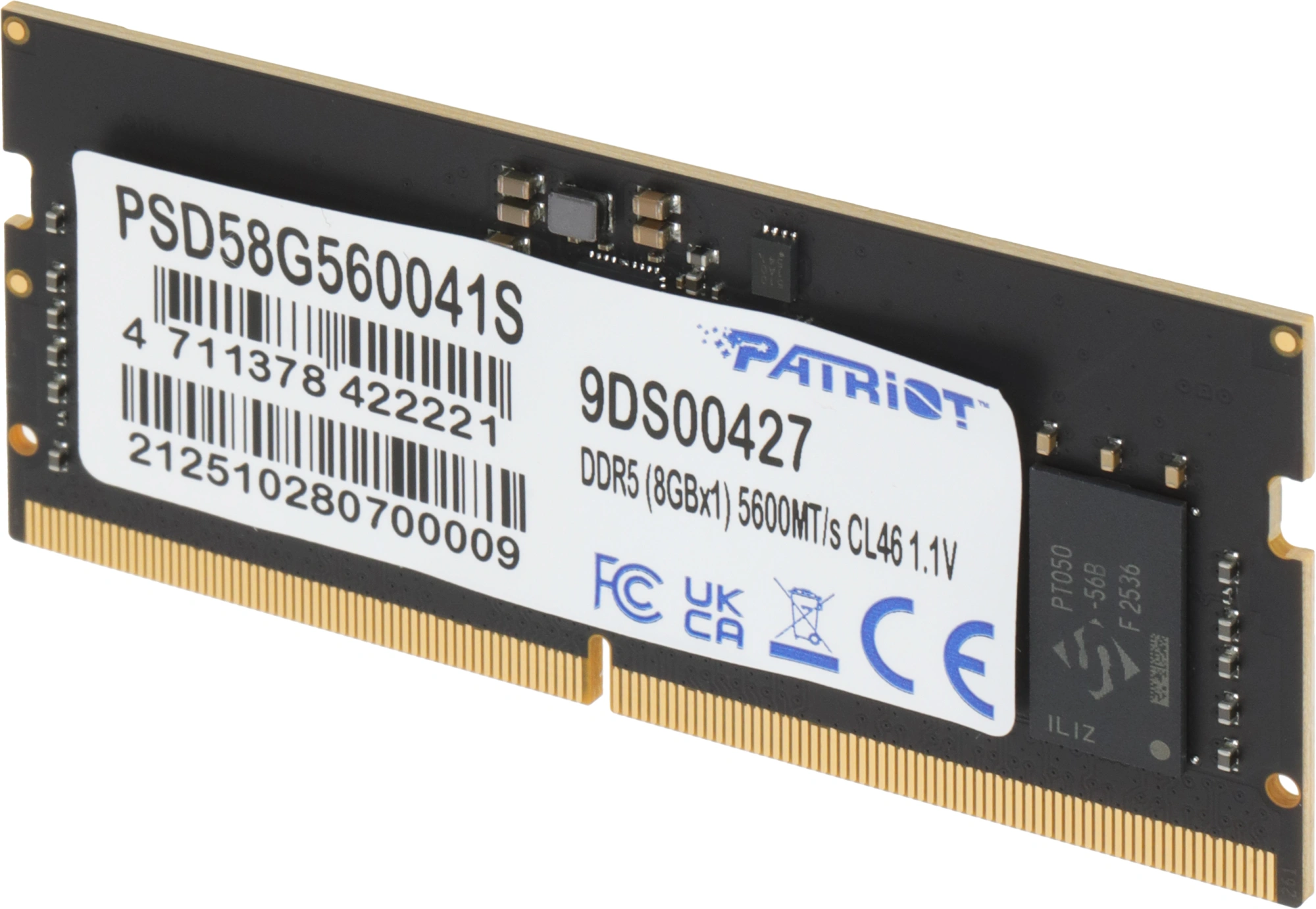 Память DDR5 8GB 5600MHz Patriot PSD58G560041S Signature Line RTL PC5-44800 CL46 SO-DIMM 262-pin 1.1В single rank Ret — миниатюра 5