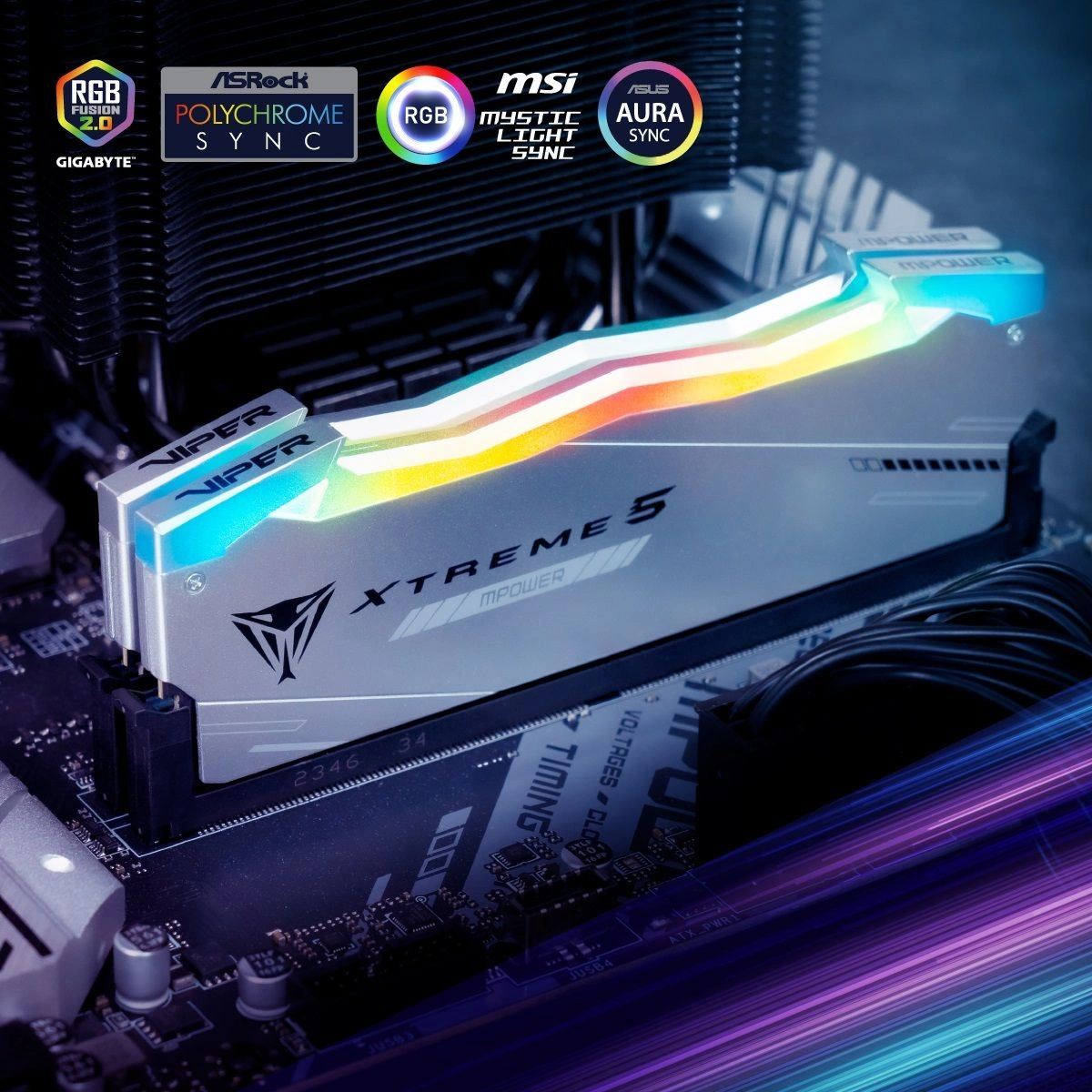 Память DDR5 2x24GB 6400MHz Patriot PVXR548G64C32KM Viper Xtreme 5 RGB RTL Gaming PC5-51200 CL32 DIMM UDIMM 288-pin 1.4В с радиатором Ret — миниатюра 8