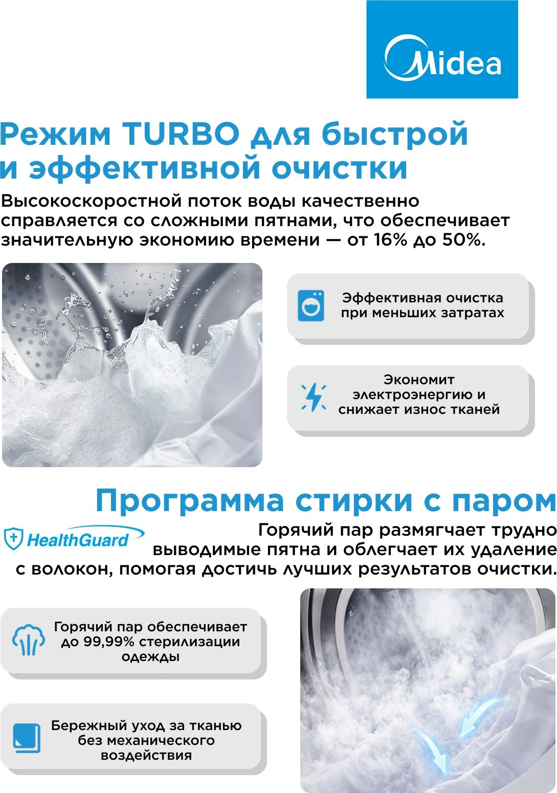 Стиральная машина Midea MF01610US40/W класс: A загр.фронтальная макс.:6кг белый — миниатюра 25