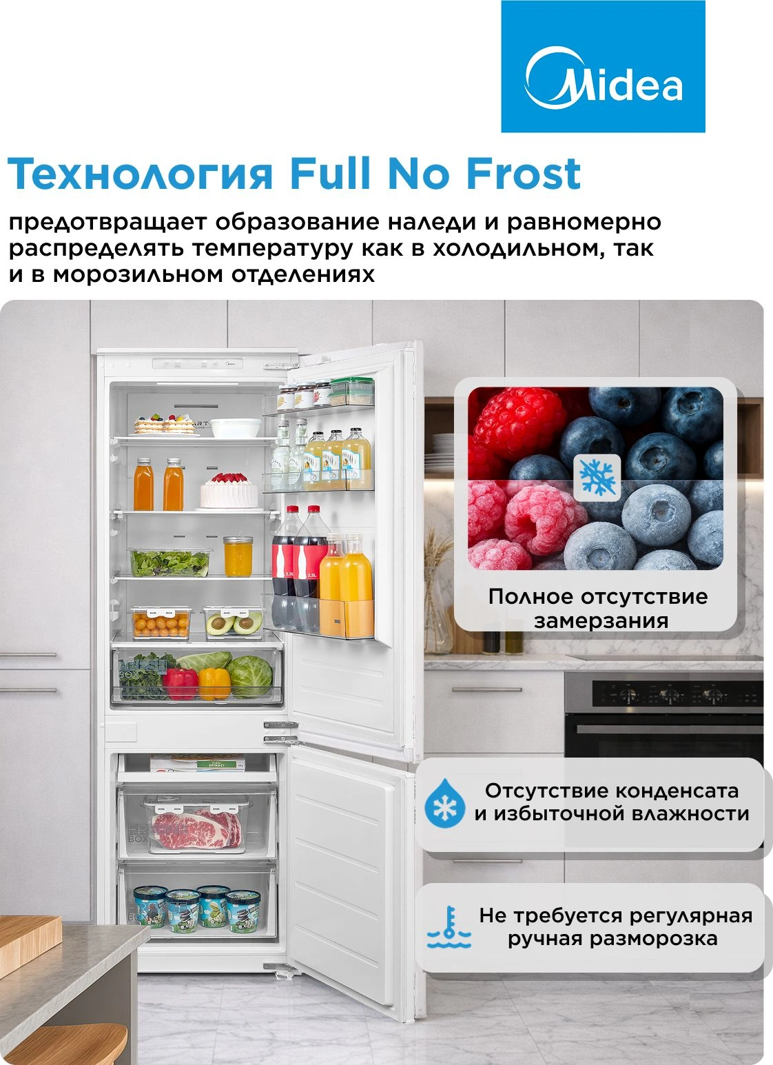 Холодильник Midea MDRE368FGE01 2-хкамерн. белый инвертер — миниатюра 12