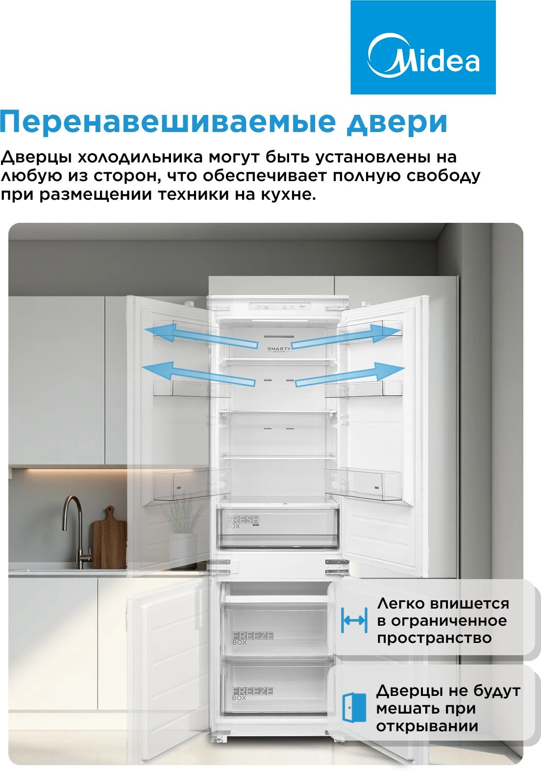 Холодильник Midea MDRE368FGE01 2-хкамерн. белый инвертер — миниатюра 17