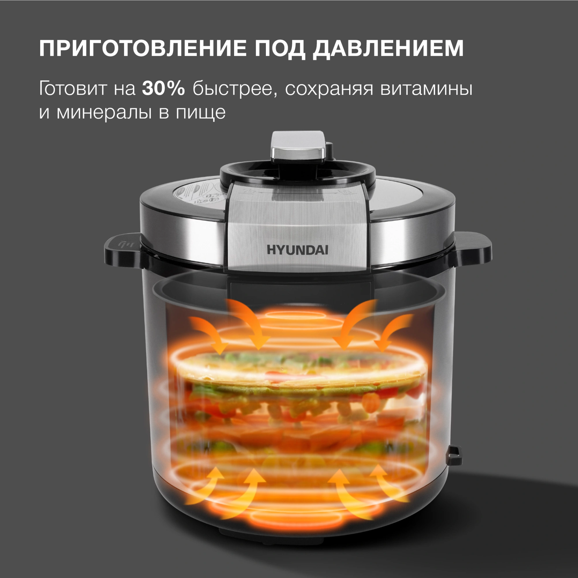 Мультиварка-скороварка Hyundai HYMC-2406 6л 1000Вт серебристый/черный — миниатюра 6