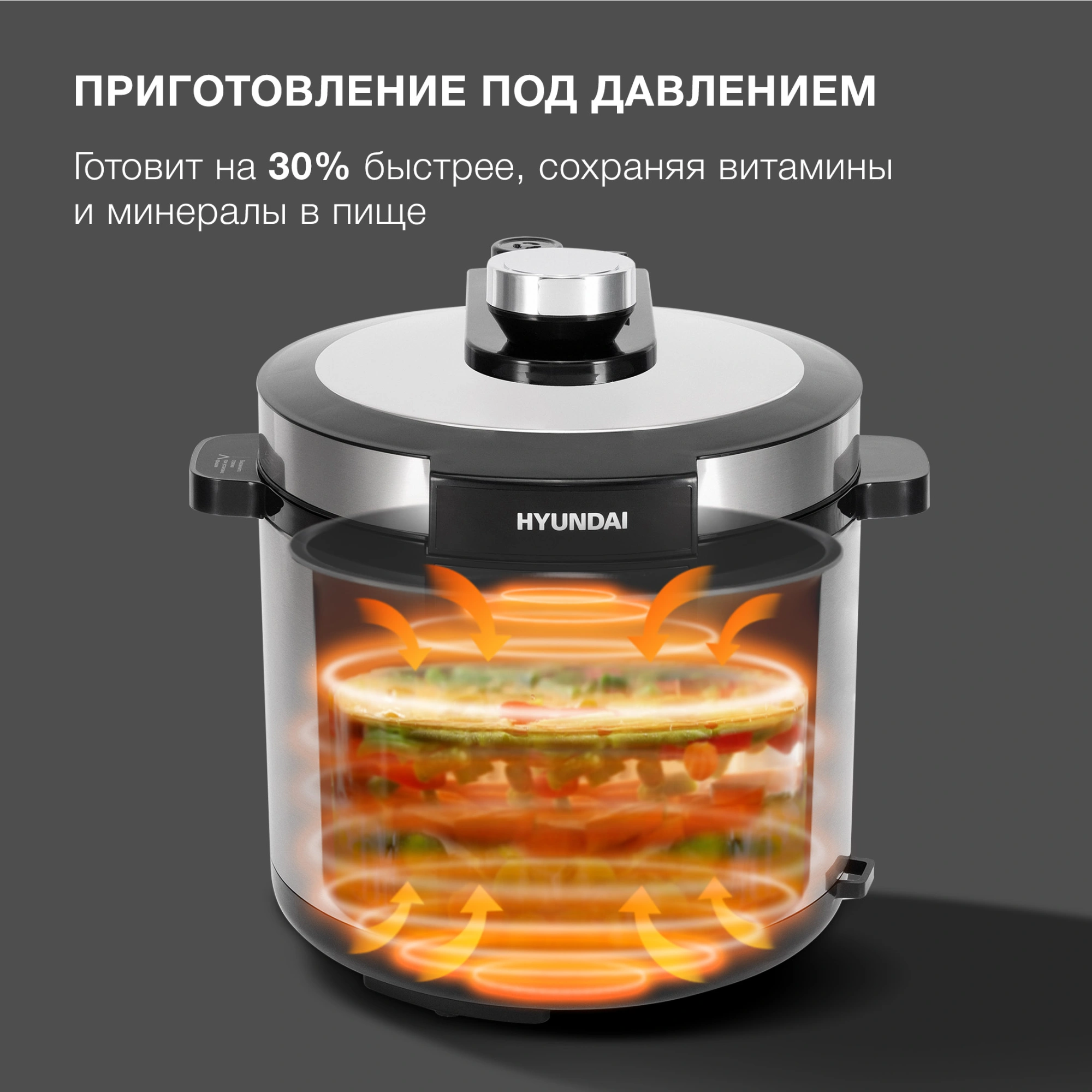 Мультиварка-скороварка Hyundai HYMC-2402 6л 1200Вт серебристый/черный — миниатюра 13