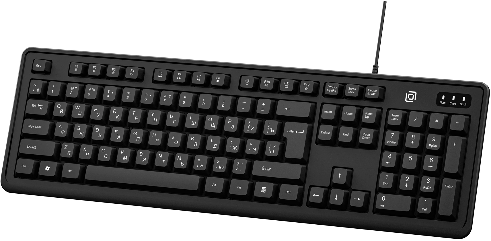 Клавиатура Оклик K175 черный USB Multimedia кабель 1.8м — миниатюра 4
