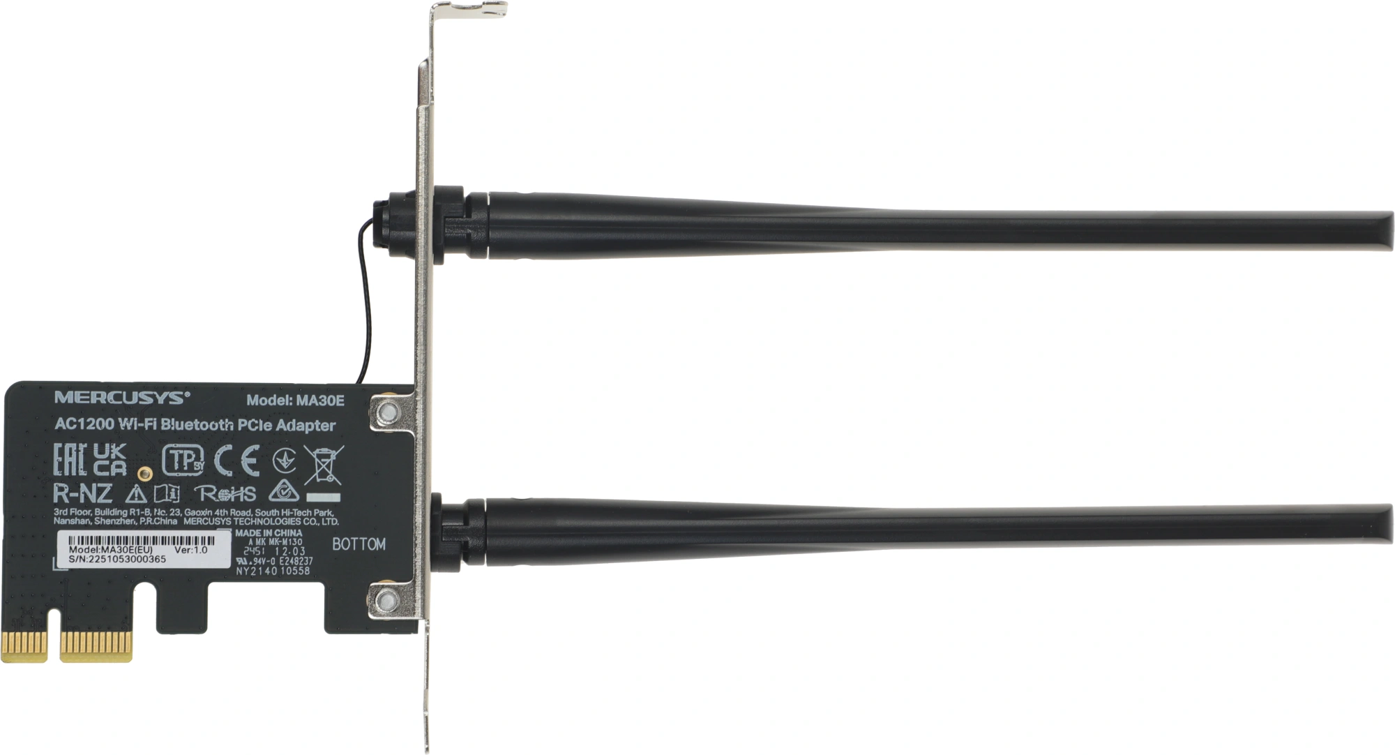 Сетевой адаптер Wi-Fi + Bluetooth Mercusys MA30E AC1200 PCI Express (ант.внеш.несъем.) 2ант. — миниатюра 13
