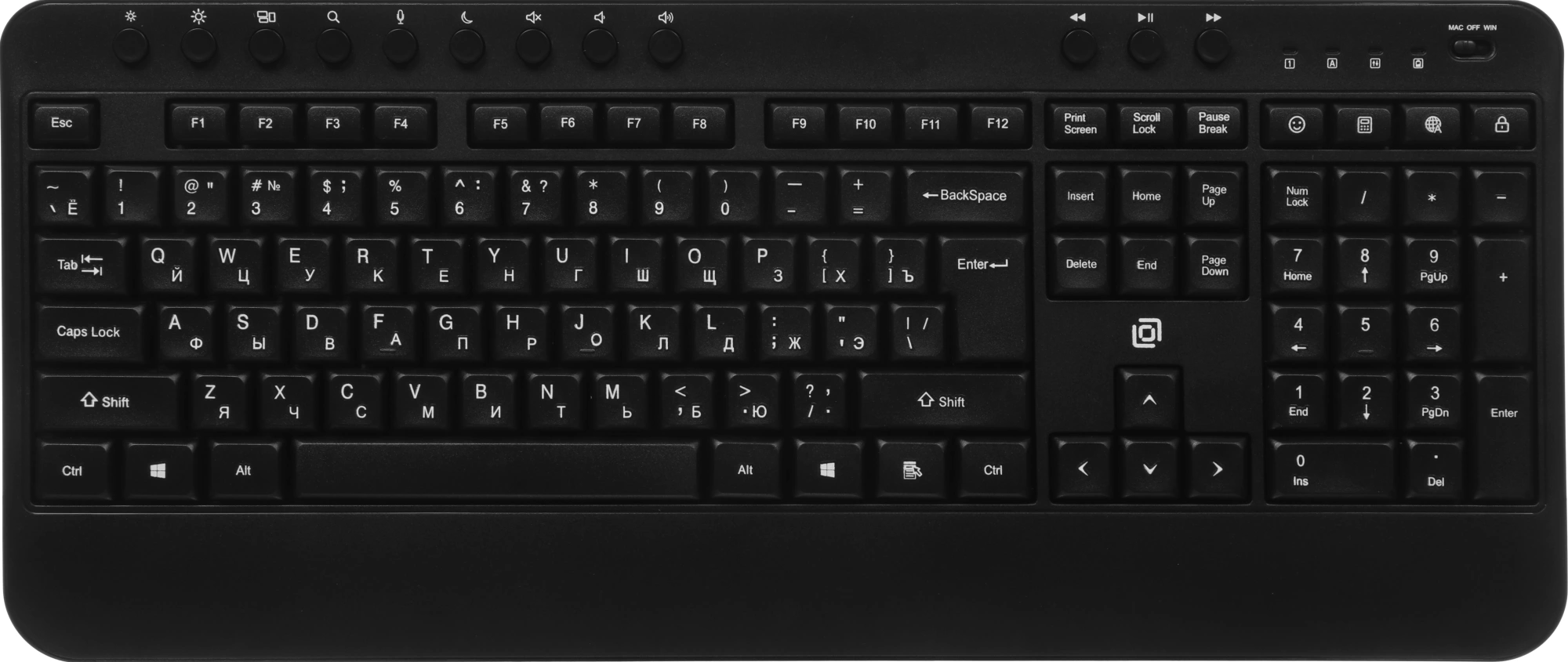 Клавиатура Оклик K257W черный USB беспроводная Multimedia (подставка для запястий) (2070286) — миниатюра 19