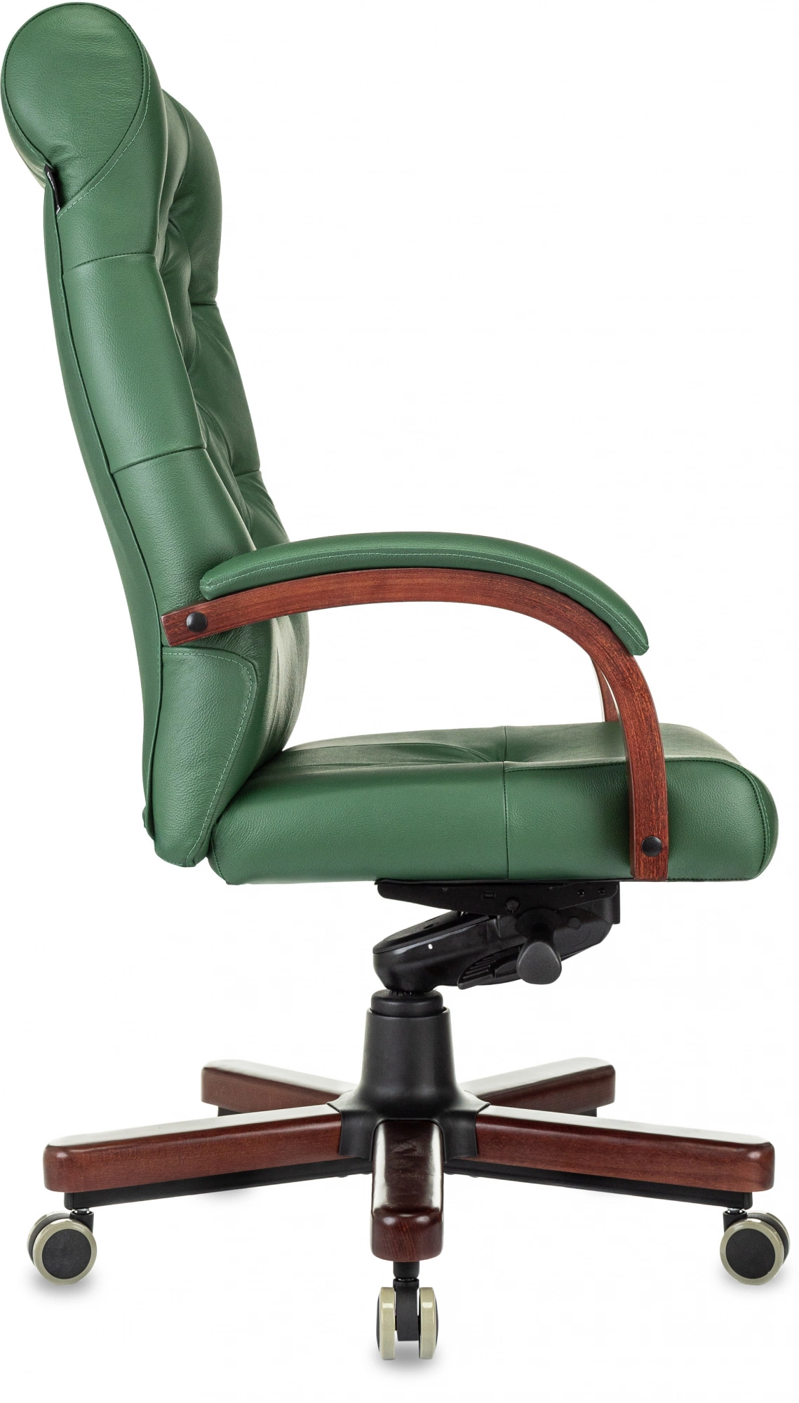 Кресло руководителя Бюрократ T-9928Walnut зеленый кожа крестов. металл/дерево — миниатюра 3