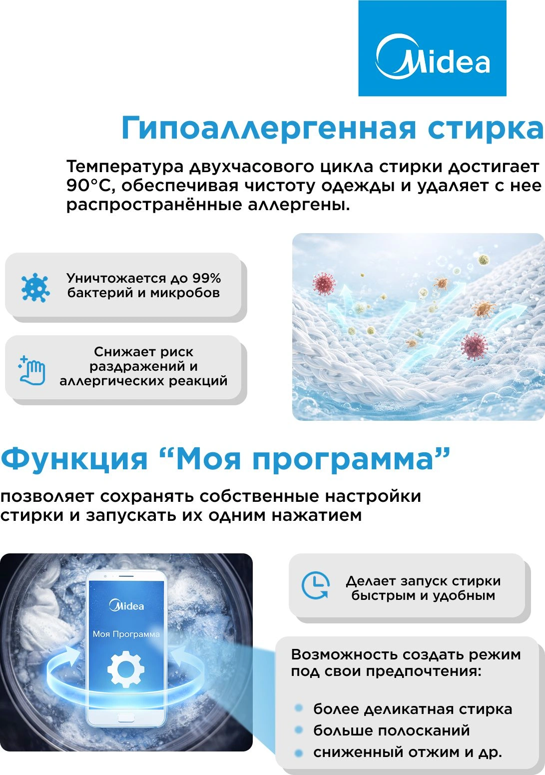 Стиральная машина Midea MFC3814BSW47/S класс: A загр.фронтальная макс.:8кг темно-серебристый инвертор — миниатюра 14