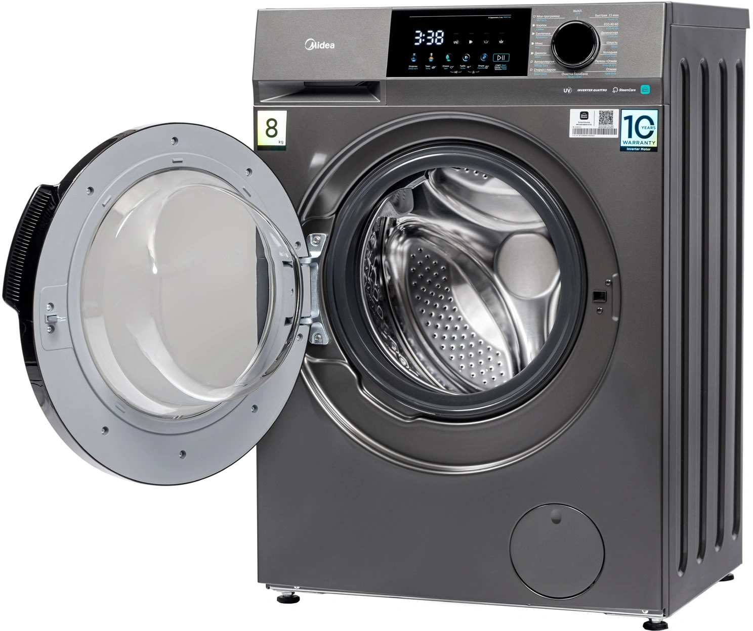 Стиральная машина Midea MFC3814BSW47/S класс: A загр.фронтальная макс.:8кг темно-серебристый инвертор — миниатюра 3