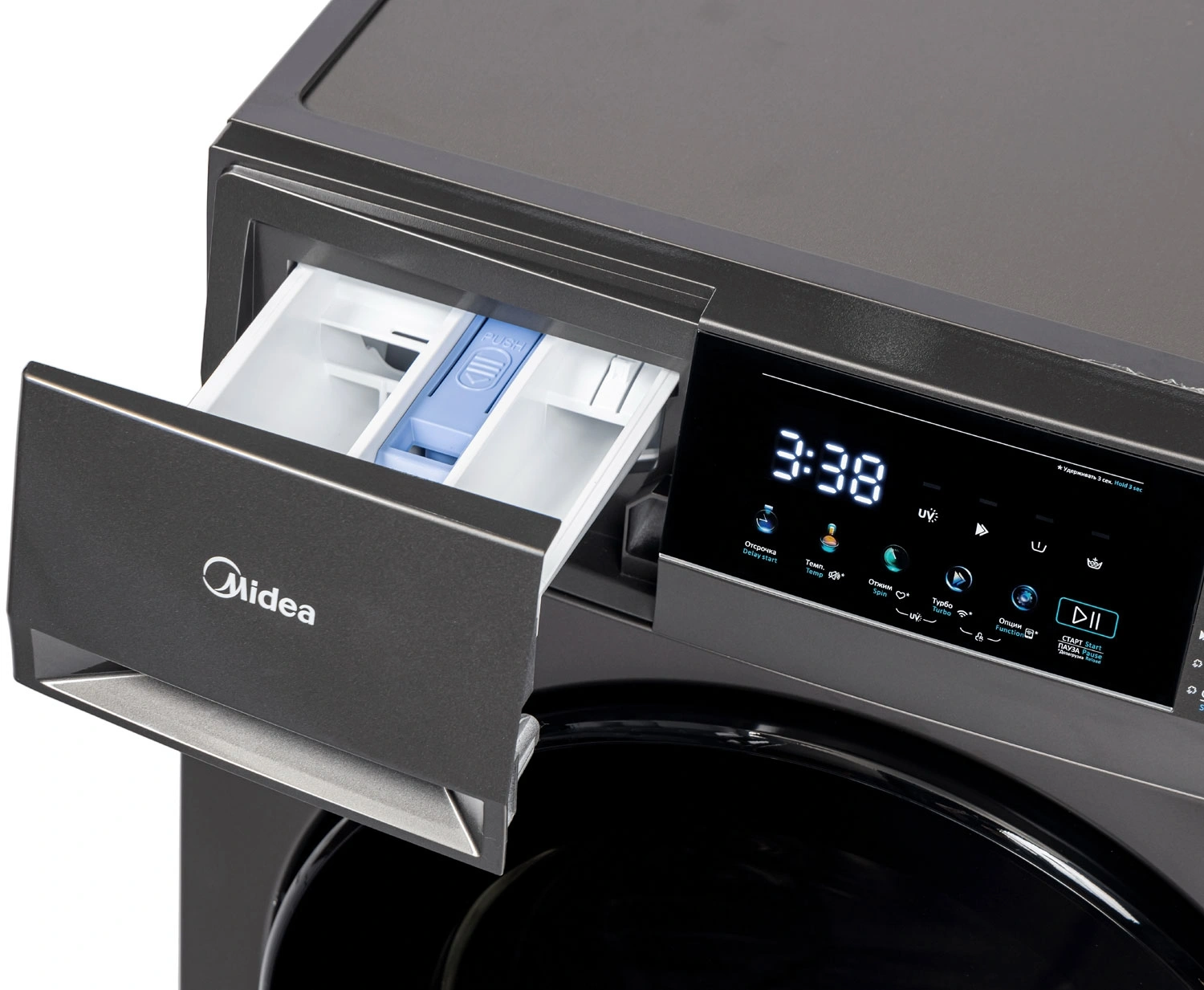 Стиральная машина Midea MFC3814BSW47/S класс: A загр.фронтальная макс.:8кг темно-серебристый инвертор — миниатюра 2