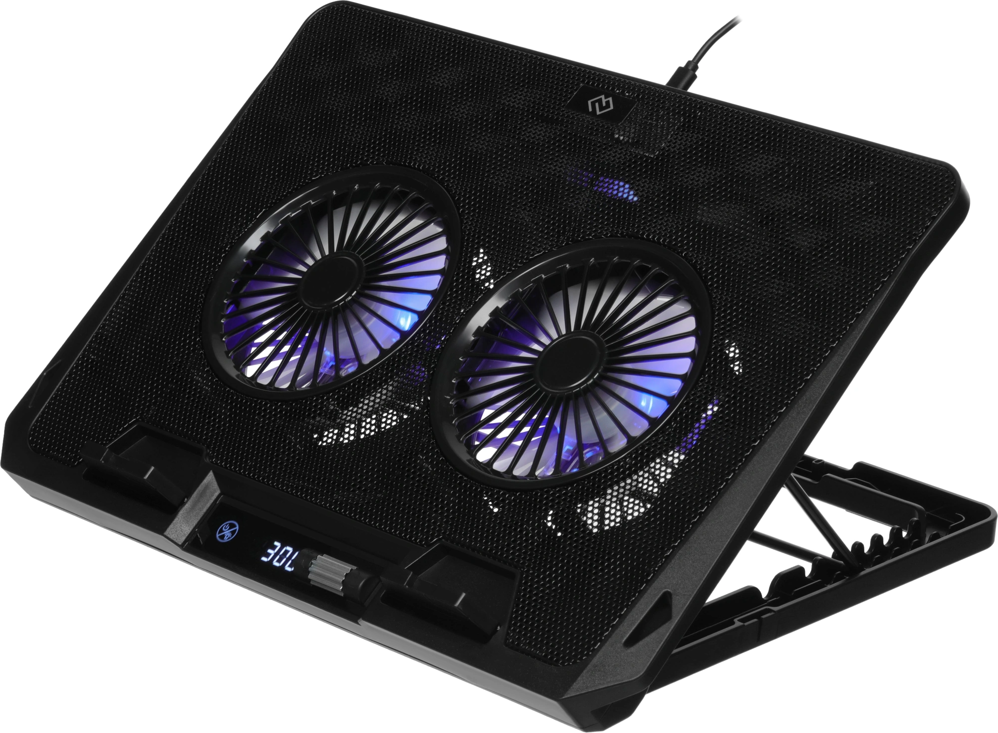 Подставка для ноутбука Digma D-NCP170-2x110 18" 400x288x45мм 52дБ 2xUSB 2x 110ммFAN 1100г Fan-control металл/пластик черный — миниатюра 7