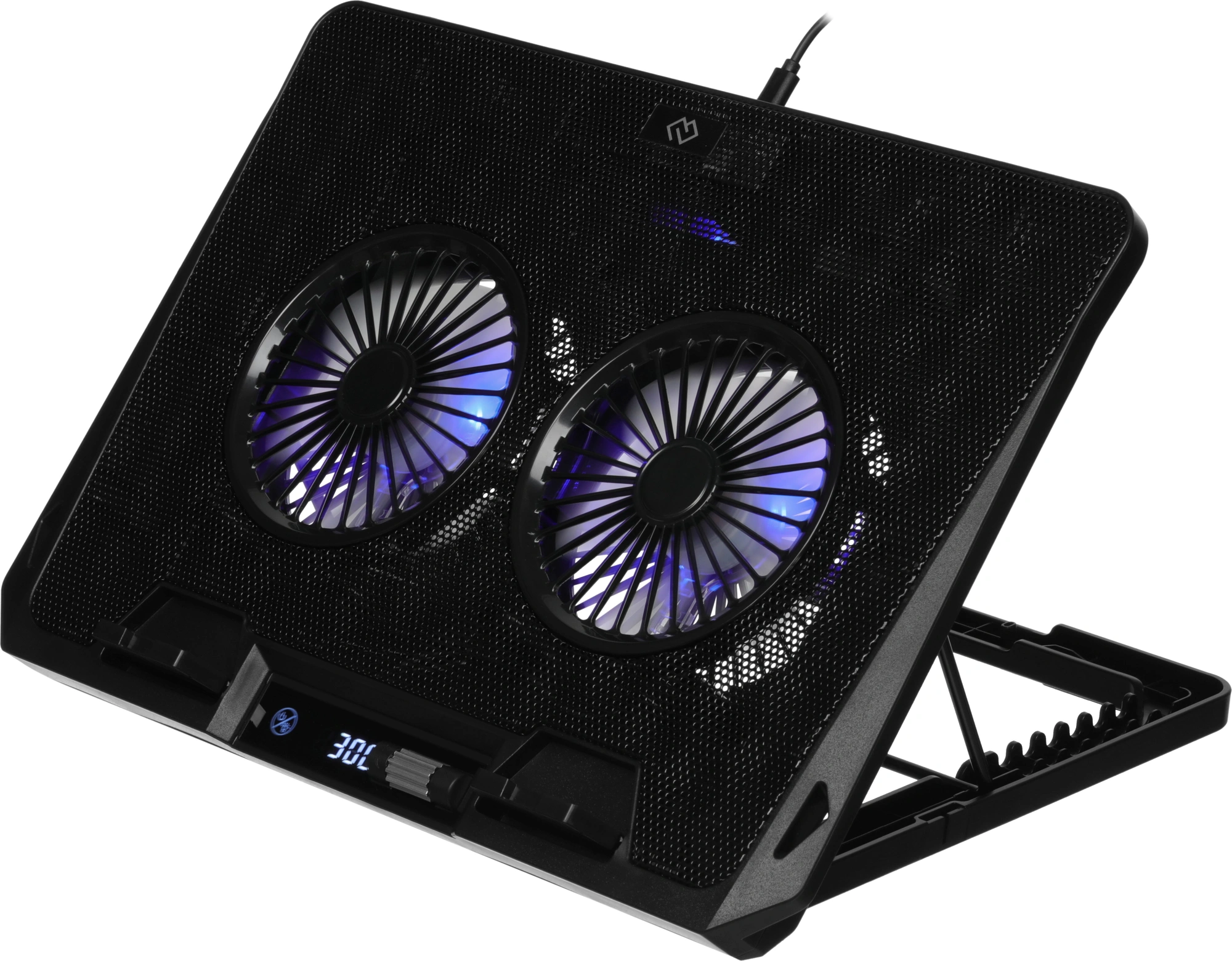 Подставка для ноутбука Digma D-NCP170-2x110 18" 400x288x45мм 52дБ 2xUSB 2x 110ммFAN 1100г Fan-control металл/пластик черный — миниатюра 8