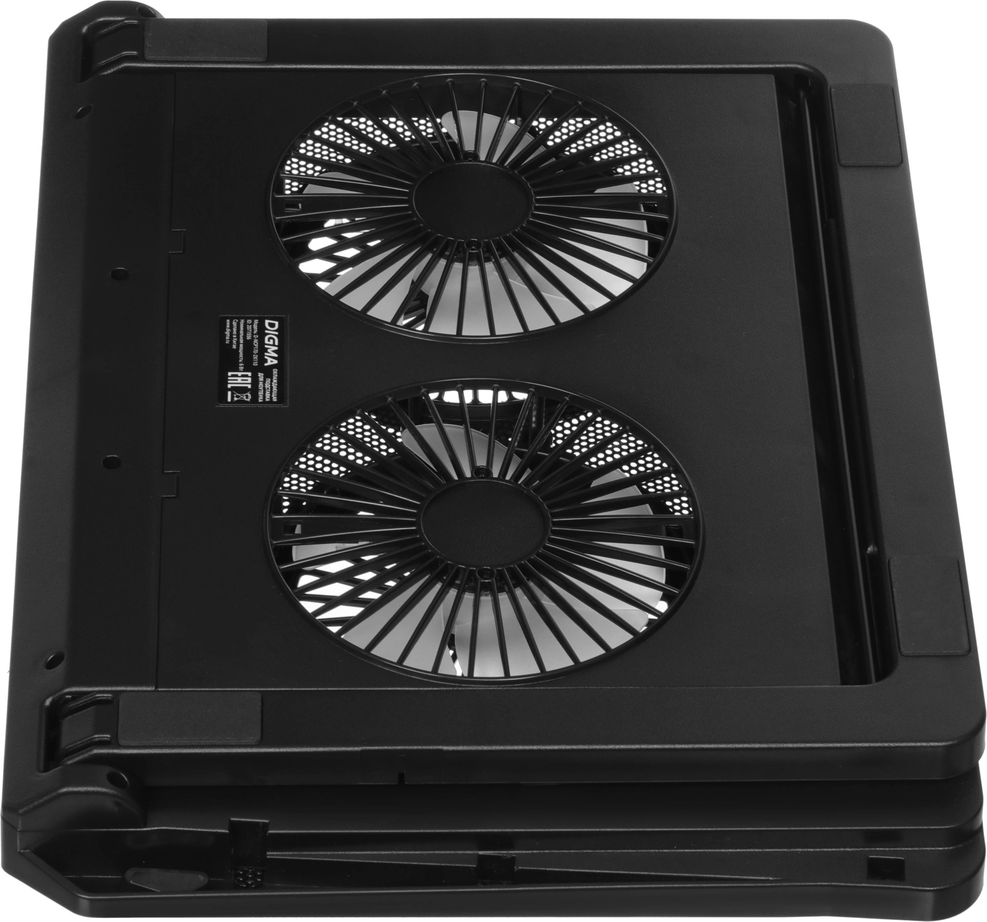 Подставка для ноутбука Digma D-NCP170-2x110 18" 400x288x45мм 52дБ 2xUSB 2x 110ммFAN 1100г Fan-control металл/пластик черный — миниатюра 14