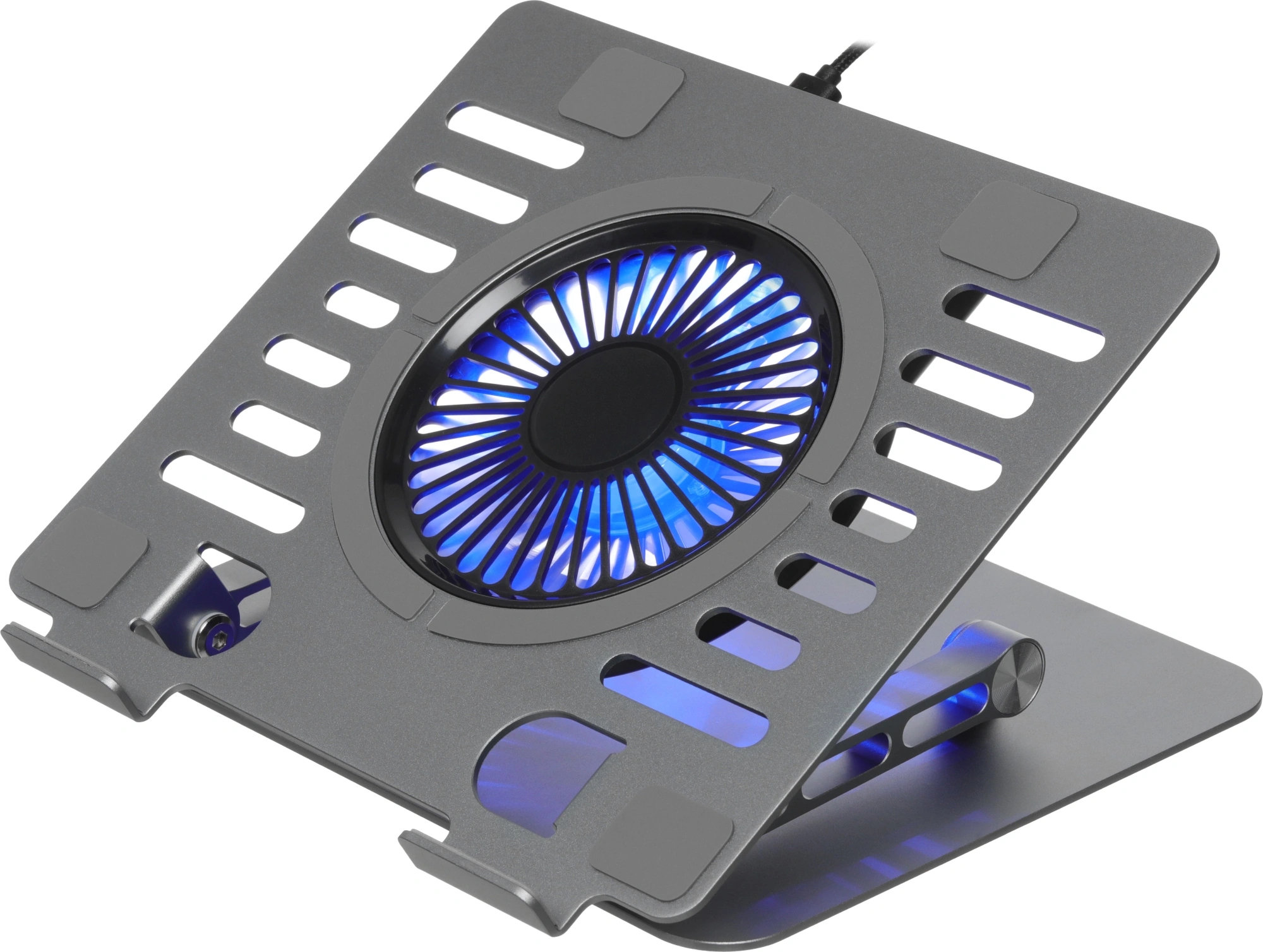 Подставка для ноутбука Digma D-NCP170-1xRGB110 17" 240x230x50мм 28дБ 2xUSB 1x 110ммFAN 790г Fan-control алюминий серый — миниатюра 6