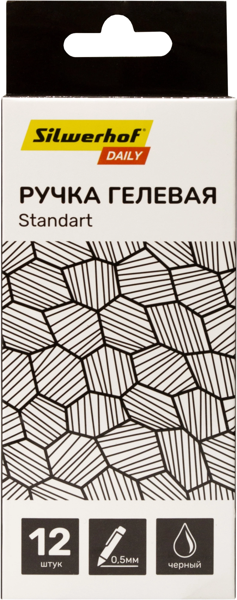 Набор ручек гелев. автоматическая Silwerhof Daily NG Standart d=0.5мм черн. черн. кор.карт. (12шт) линия 0.3мм