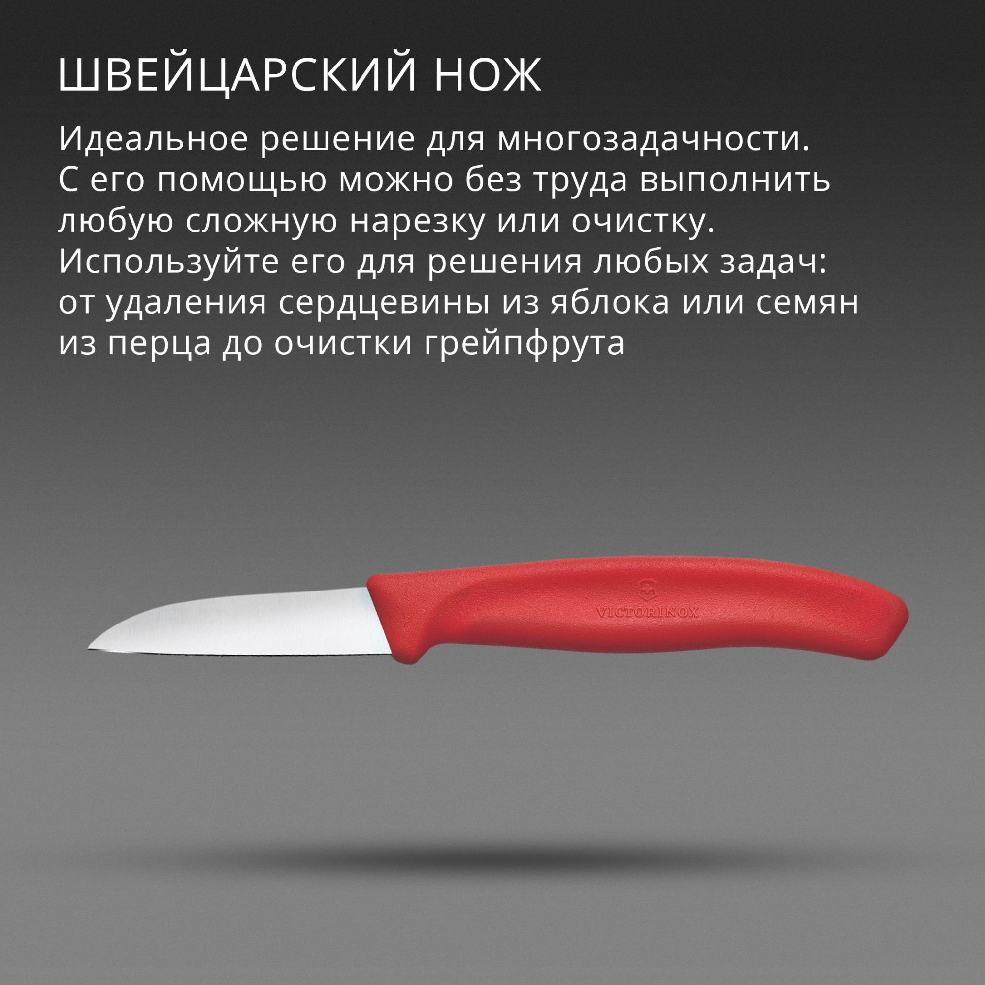 Нож кухонный Victorinox Swiss Classic 6.7301.C1 стальной разделочный для чистки овощей и фруктов лезв.60мм прямая заточка красный — миниатюра 3