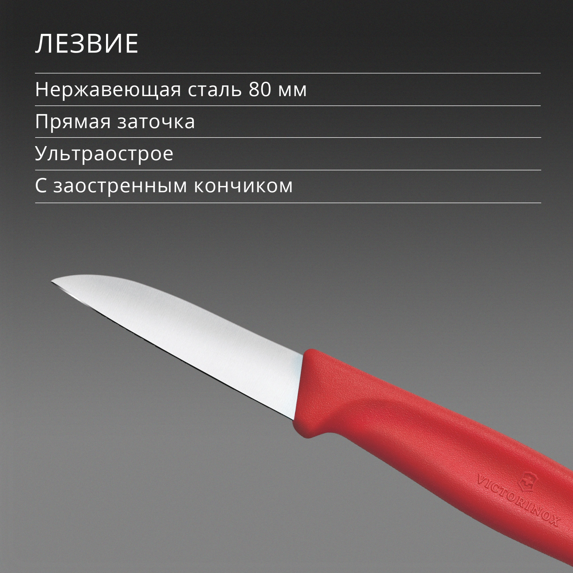 Нож кухонный Victorinox Swiss Classic 6.7301.C1 стальной разделочный для чистки овощей и фруктов лезв.60мм прямая заточка красный — миниатюра 4