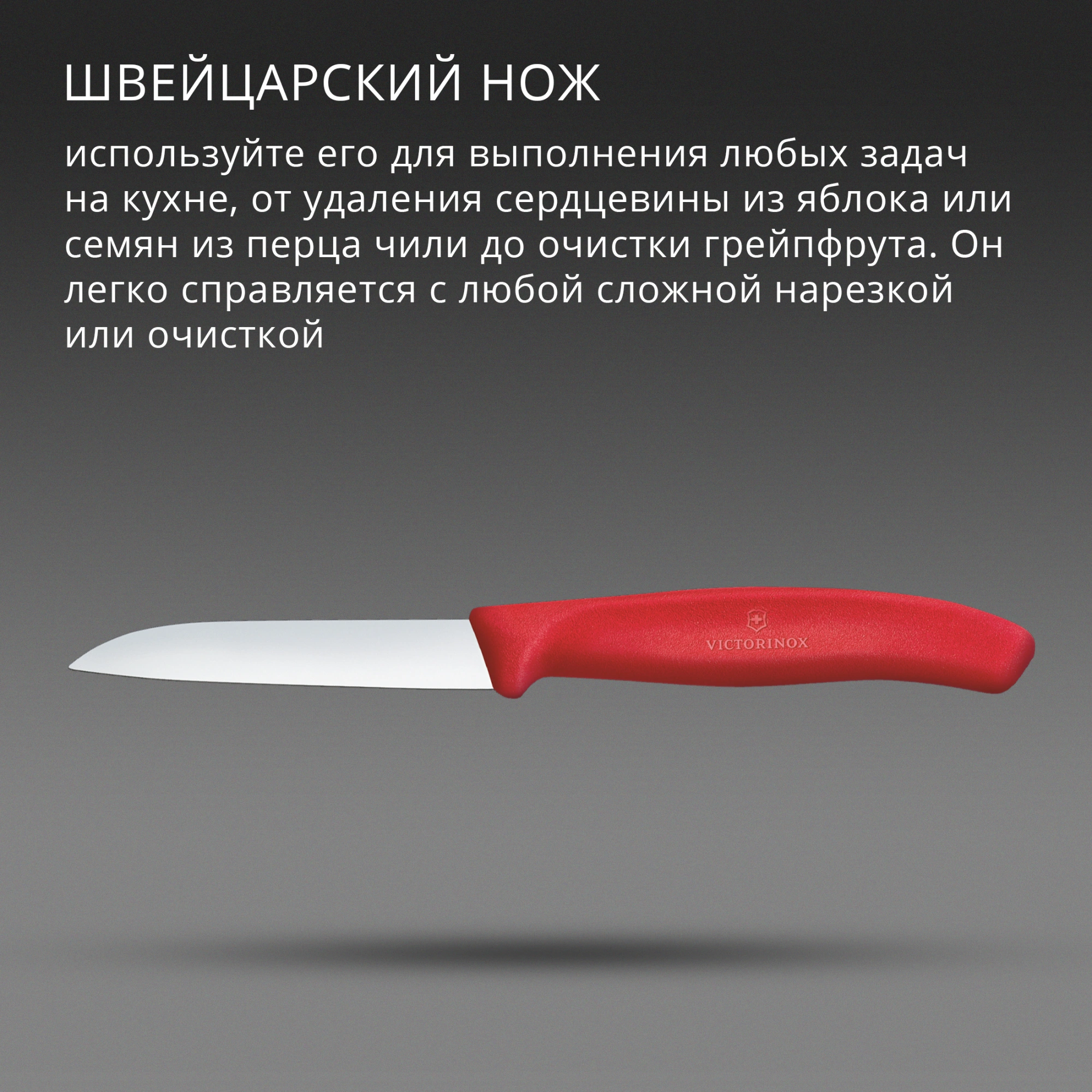 Нож кухонный Victorinox Swiss Classic 6.7401.C1 стальной разделочный для чистки овощей и фруктов лезв.80мм прямая заточка красный — миниатюра 3