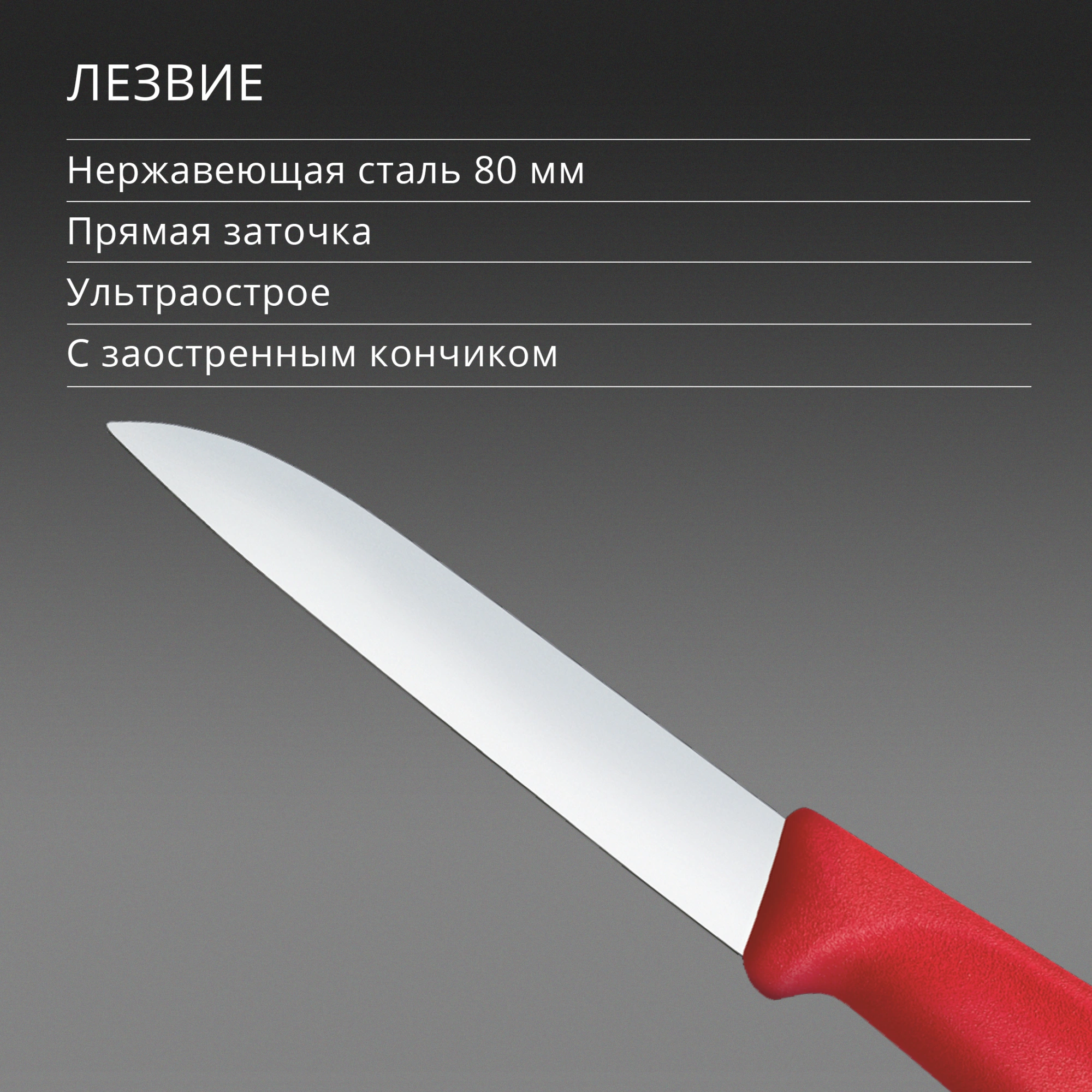 Нож кухонный Victorinox Swiss Classic 6.7401.C1 стальной разделочный для чистки овощей и фруктов лезв.80мм прямая заточка красный — миниатюра 4