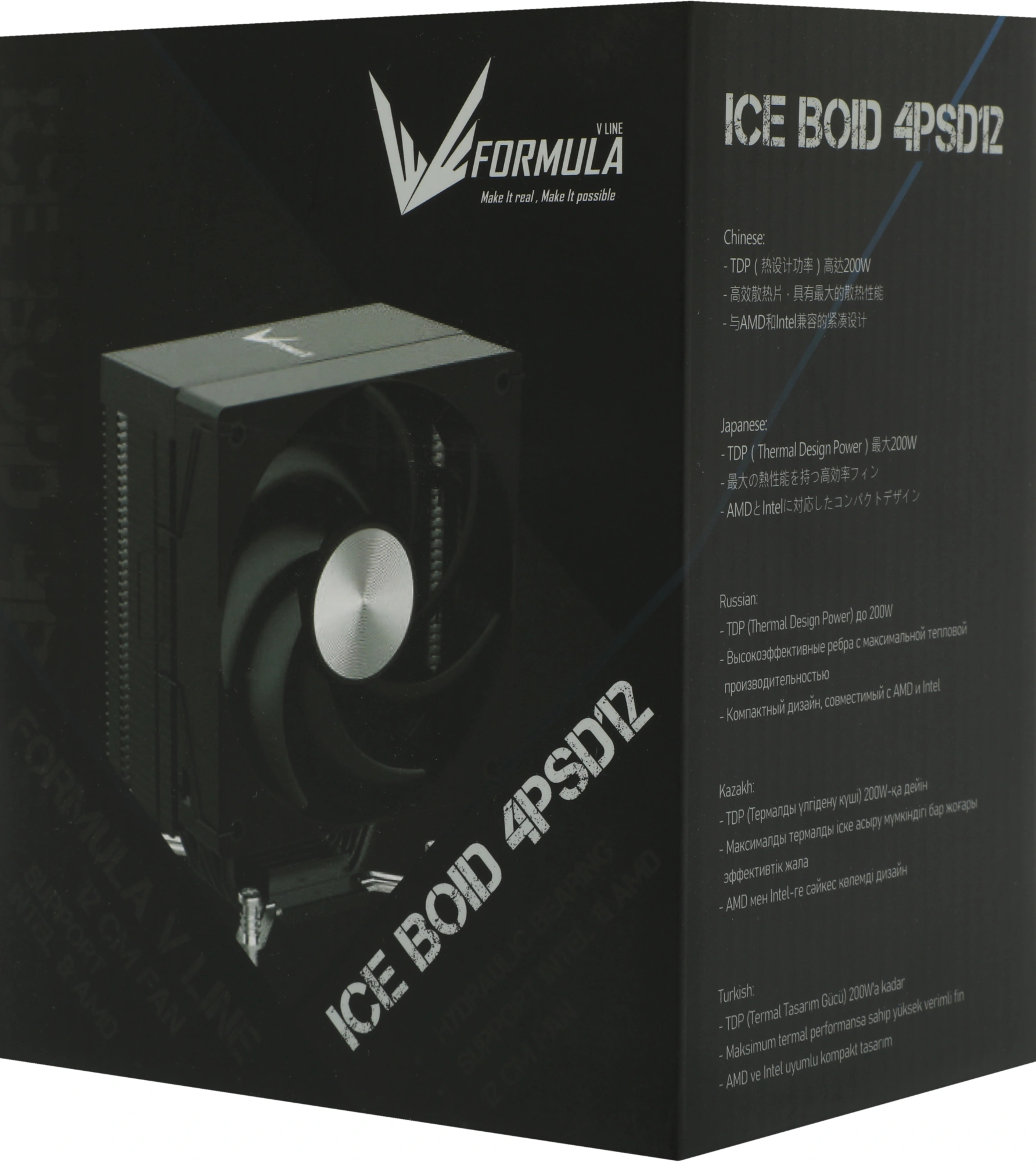 Устройство охлаждения(кулер) Formula Ice Boid 4PSD12 Soc-AM5/AM4/1200/1700/1851 черный 4-pin 34.3dB Al+Cu 200W 448gr Ret — миниатюра 2