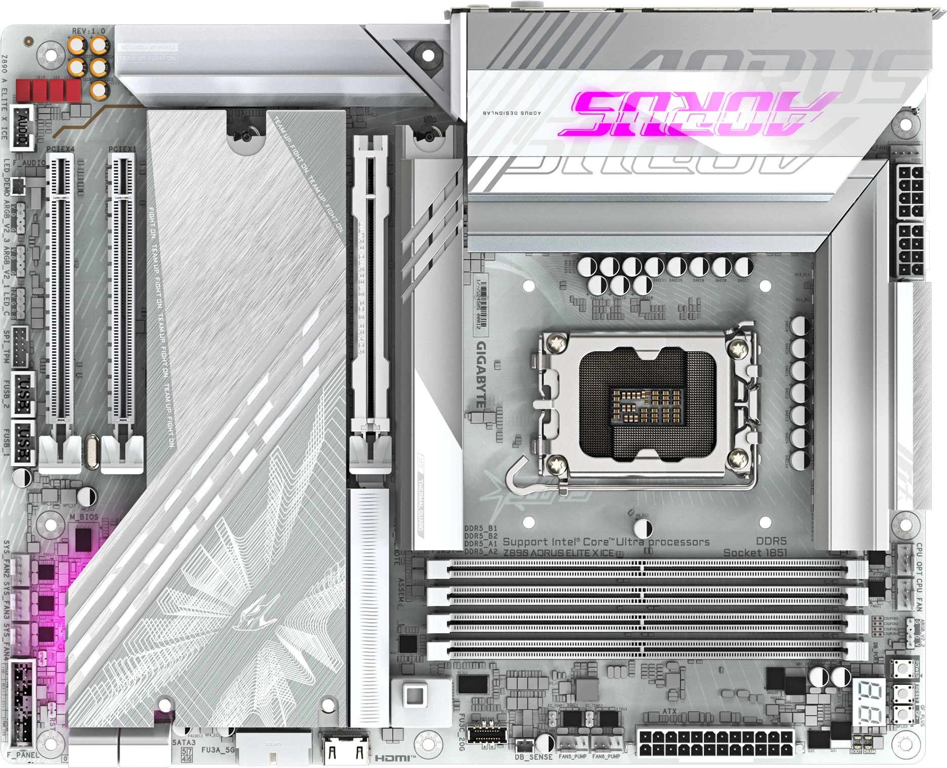 Материнская плата Gigabyte Z890 AORUS ELITE X ICE Soc-1851 Intel Z890 4xDDR5 ATX AC`97 8ch(7.1) 2.5Gg RAID — фото 1
