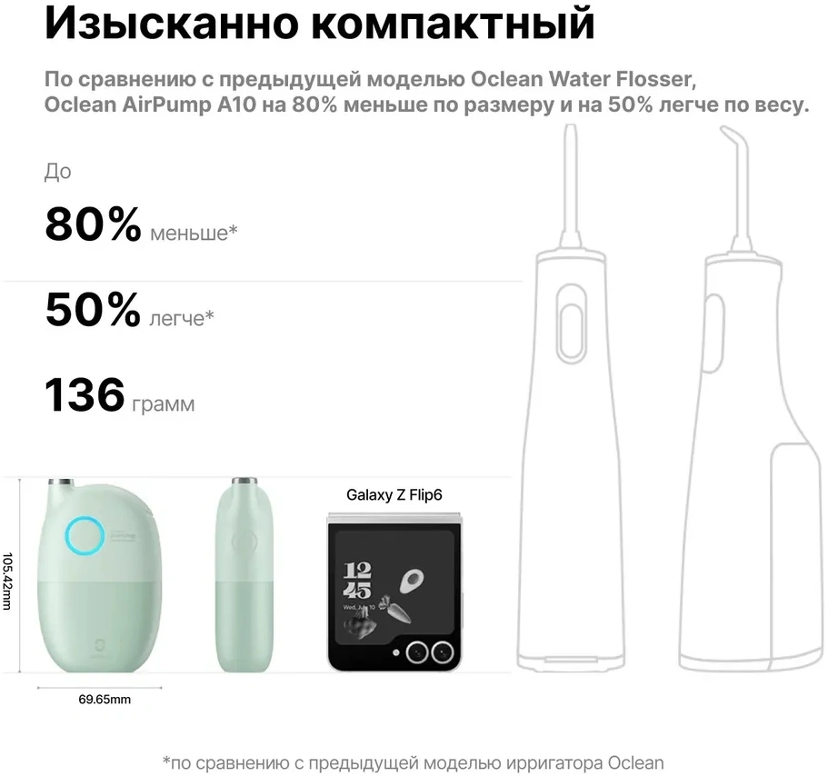 Ирригатор Oclean AirPump A10 W7602 2насад. серый — миниатюра 6