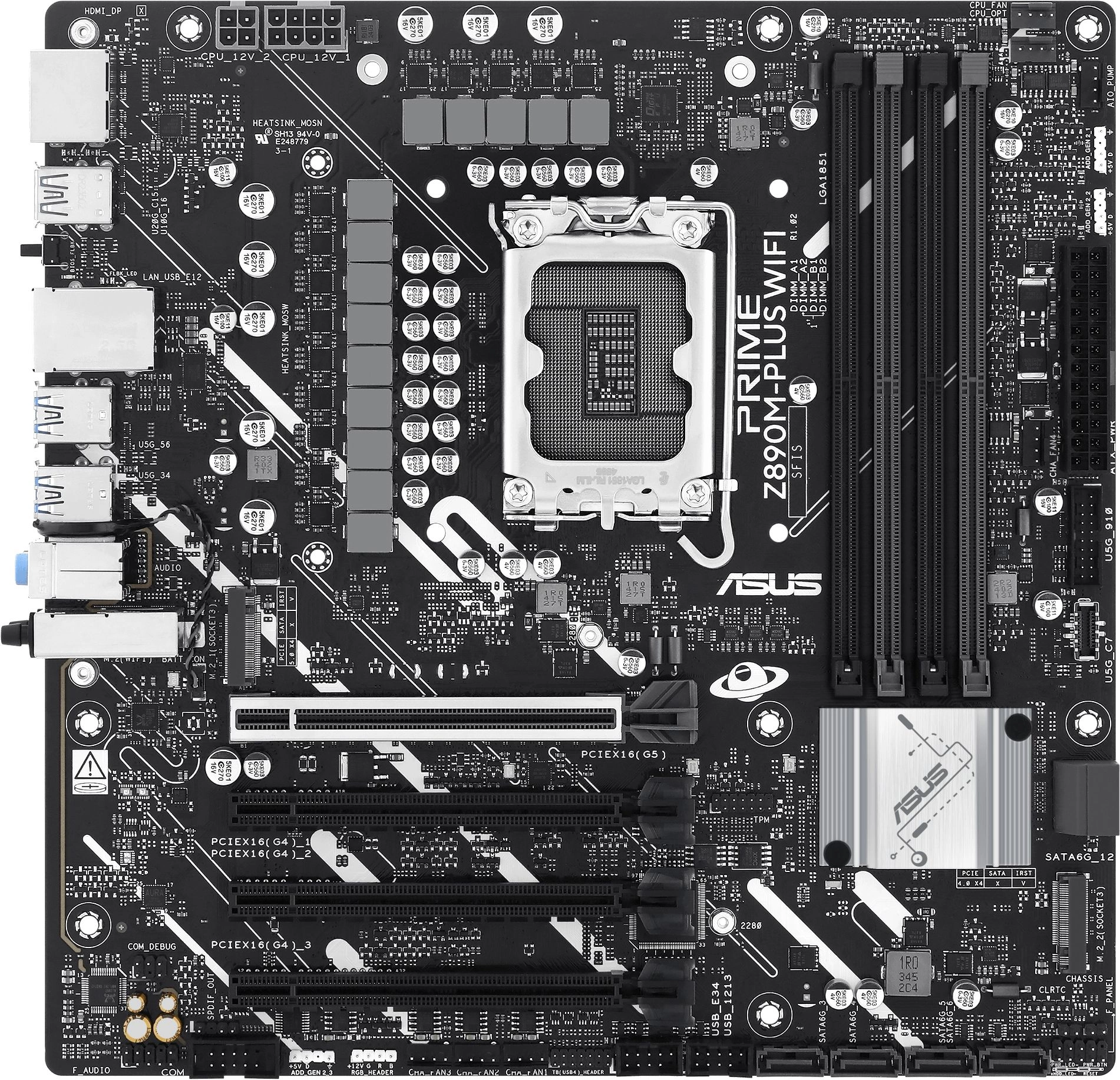 Материнская плата Asus PRIME Z890M-PLUS WIFI Soc-1851 Intel Z890 4xDDR5 mATX AC`97 8ch(7.1) 2.5Gg RAID+HDMI+DP — миниатюра 5