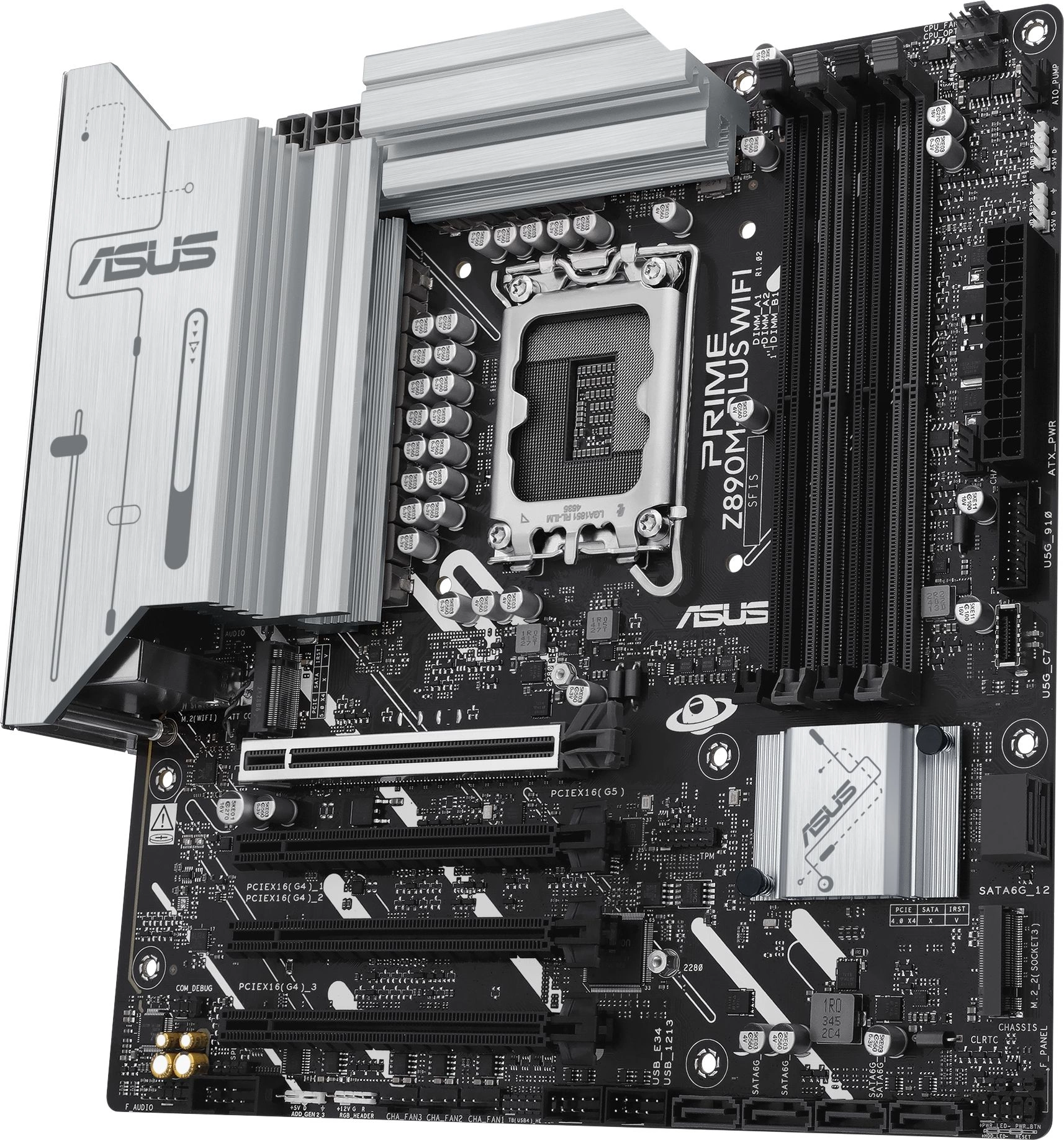 Материнская плата Asus PRIME Z890M-PLUS WIFI Soc-1851 Intel Z890 4xDDR5 mATX AC`97 8ch(7.1) 2.5Gg RAID+HDMI+DP — миниатюра 8